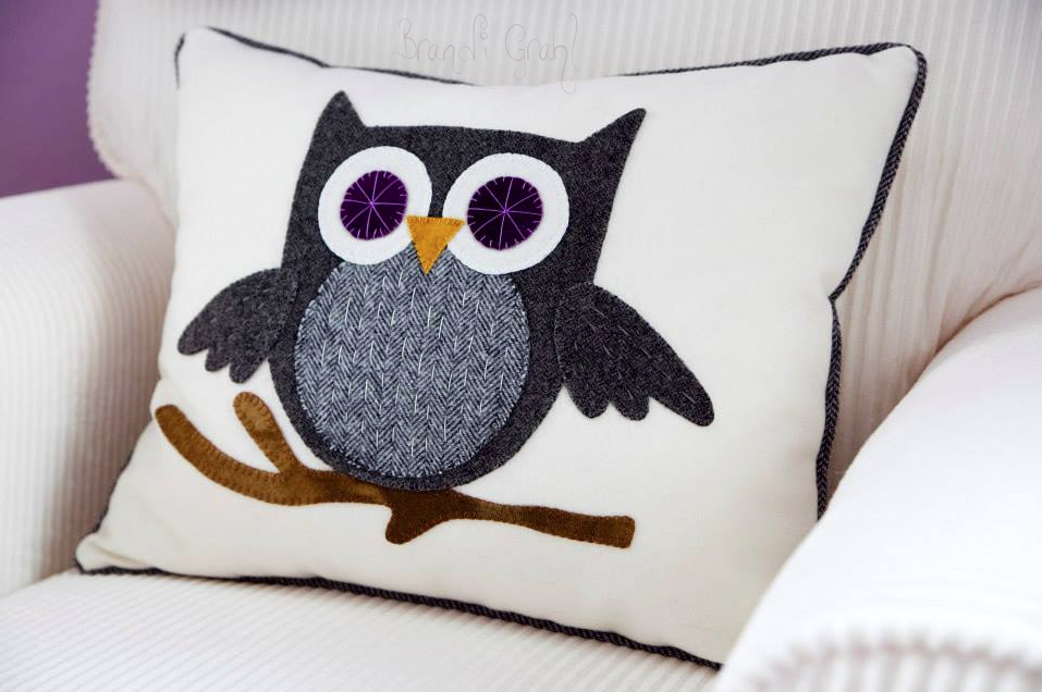 Girl Lavender Owl Nursery Glider Wool Owl Pillow