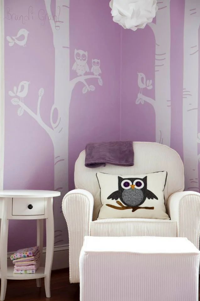 Girl Lavender Owl Nursery Glider