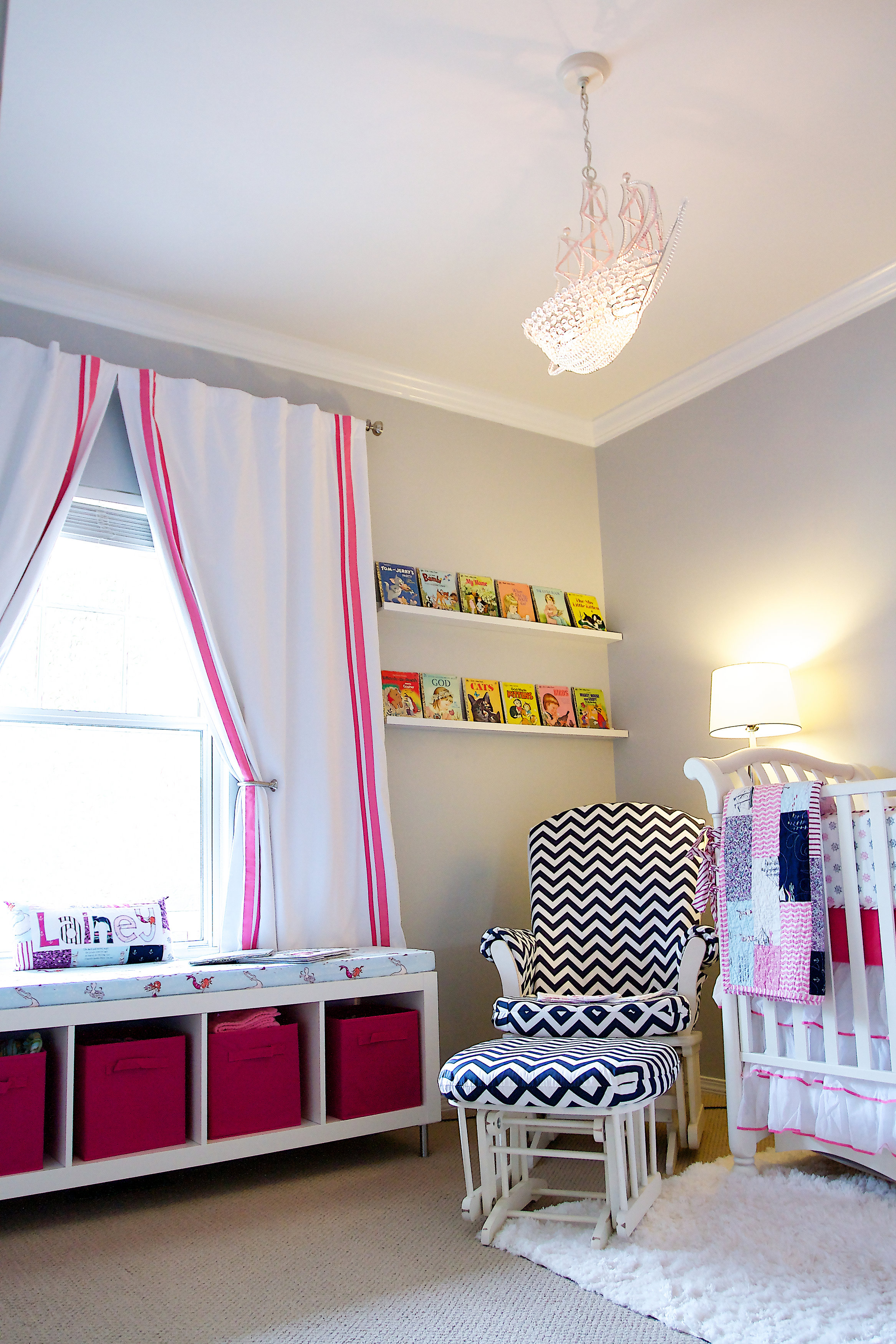 Girl Black and Pink Nautical Nursery