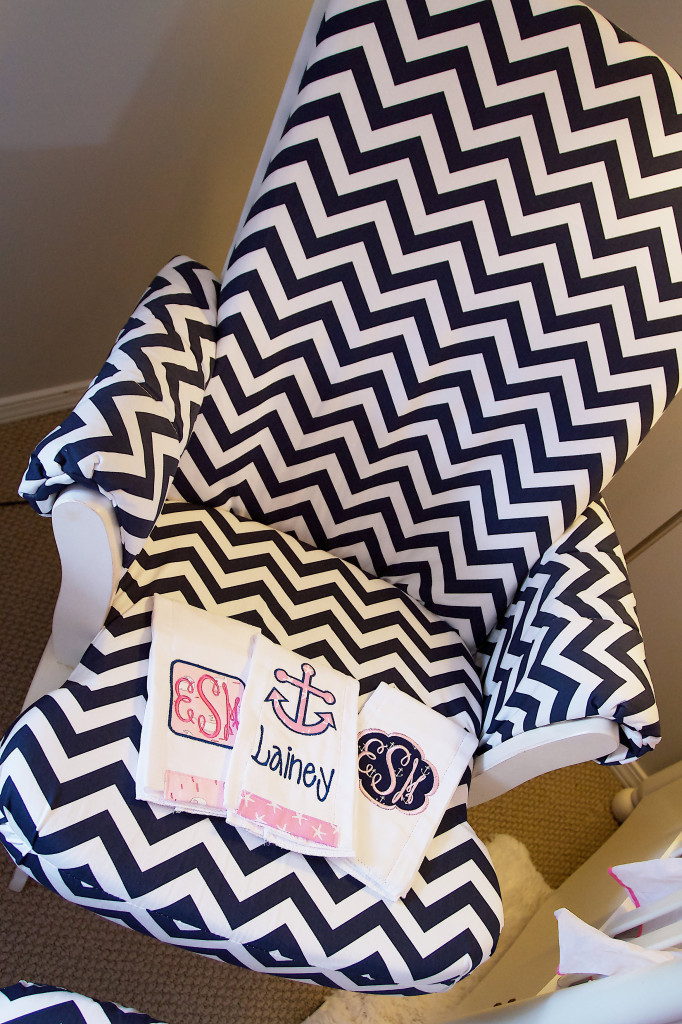 Girl Black and Pink Nautical Nursery Chevron Chair