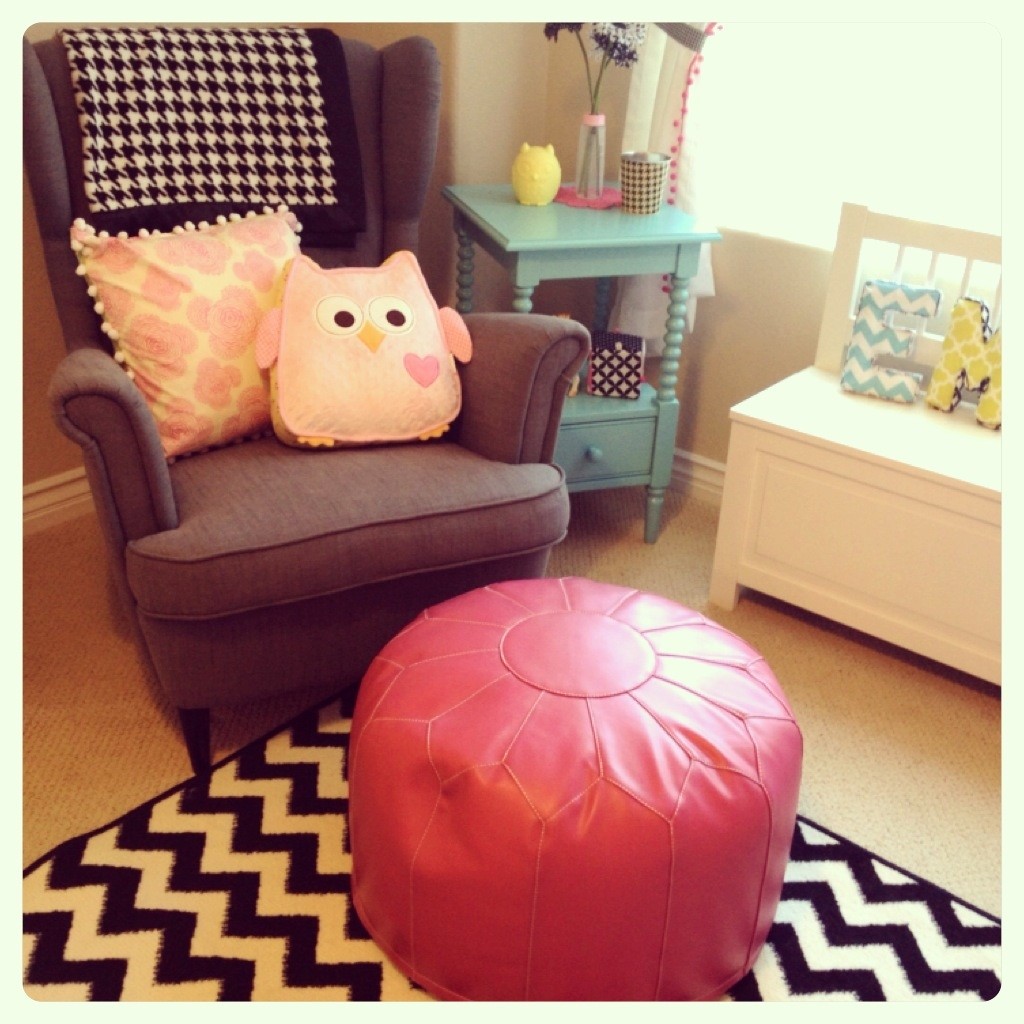 Girl Houndstooth Nursery Pouf