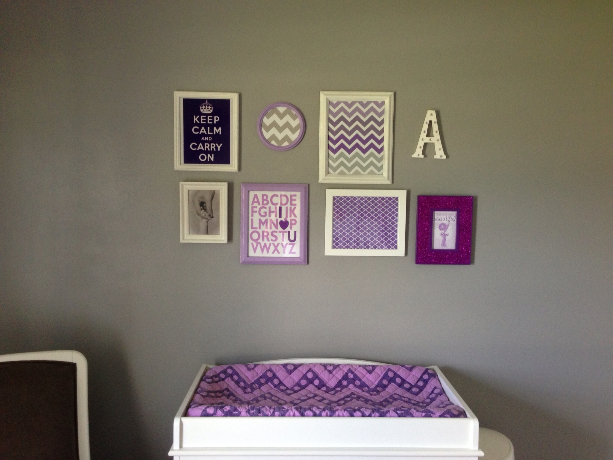Gray and Purple Nursery Gallery Wall