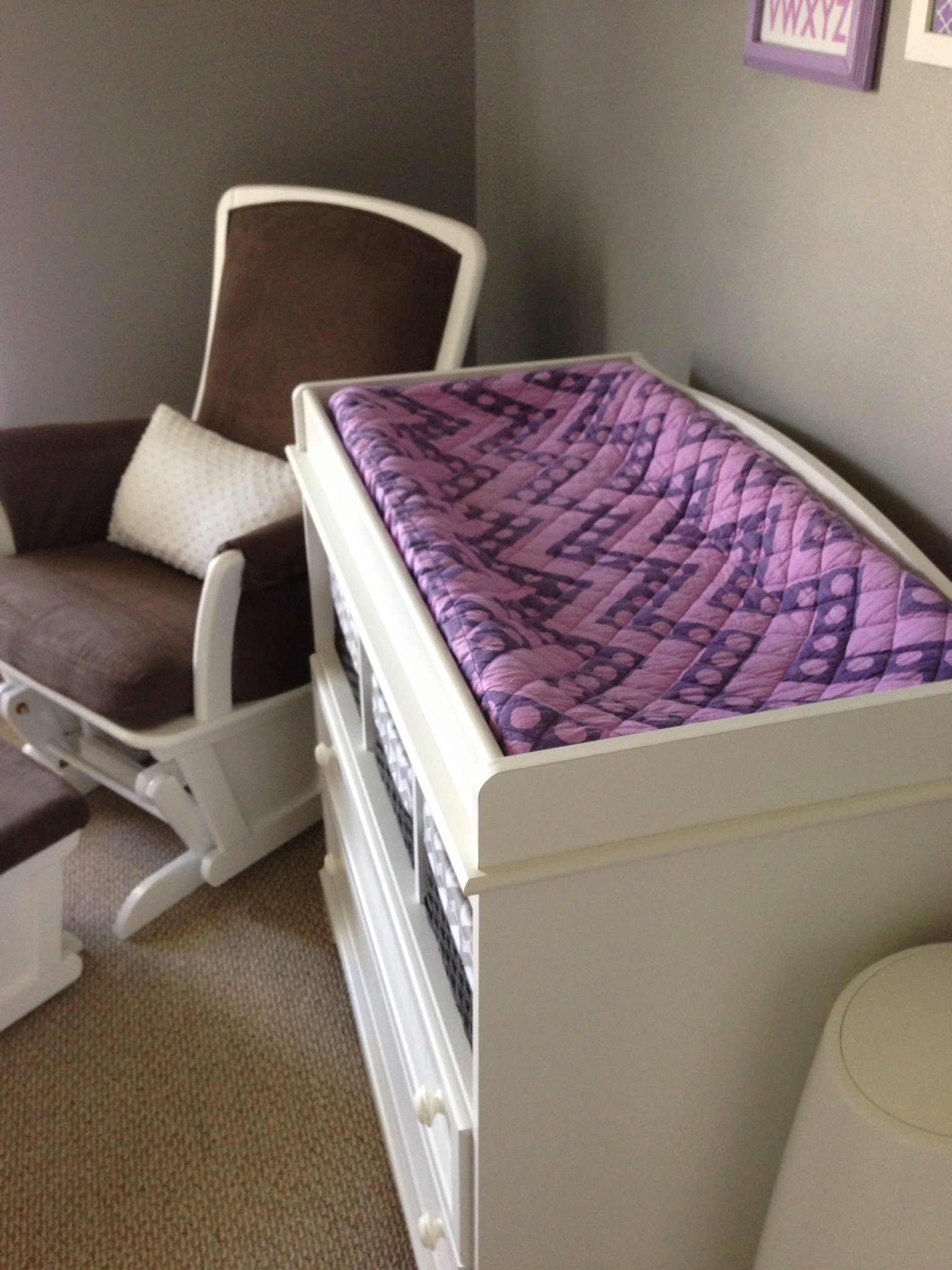 Gray and Purple Nursery Changer