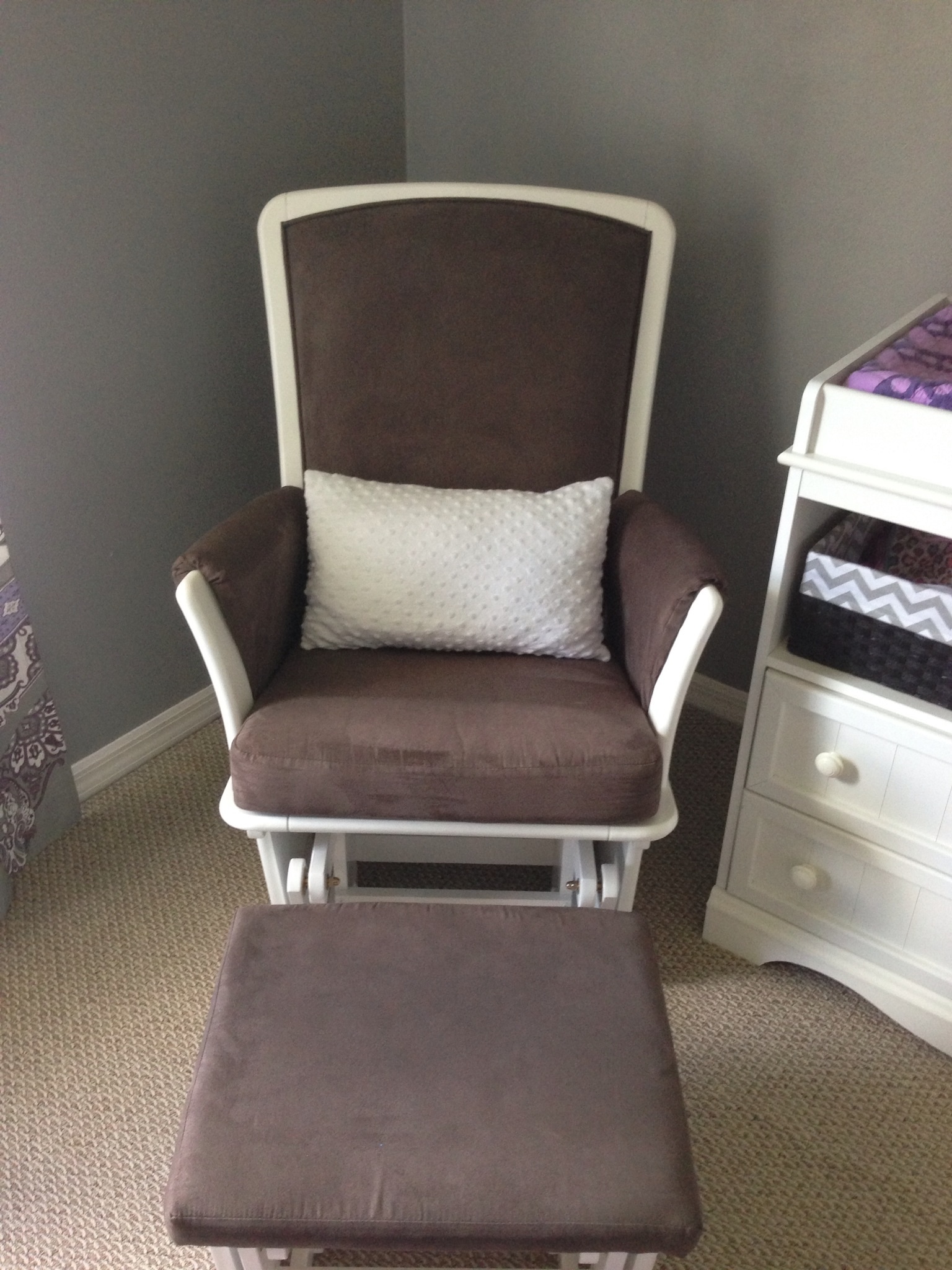 Gray and Purple Nursery Glider