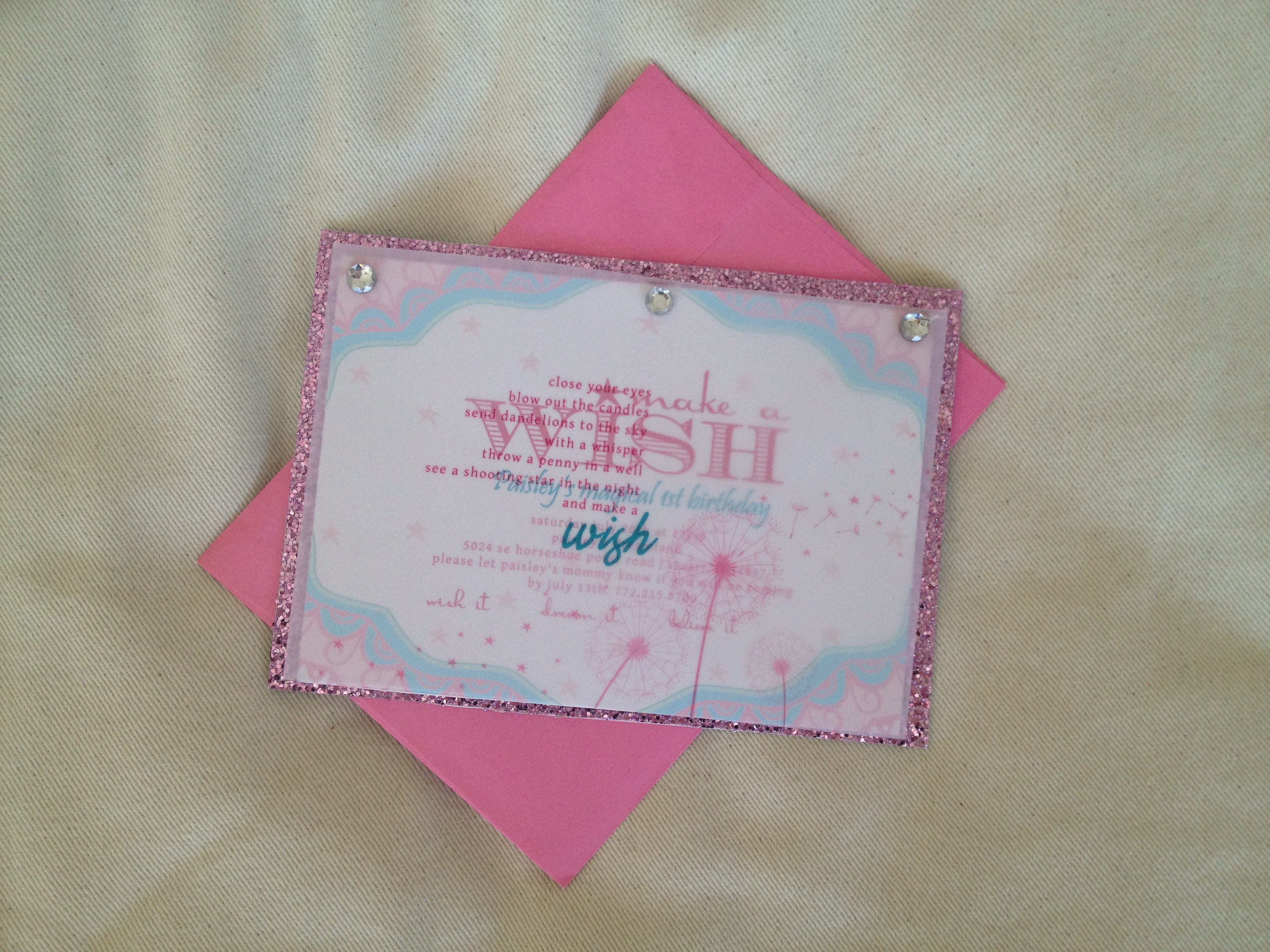 Make a Wish 1st Birthday Party Invite