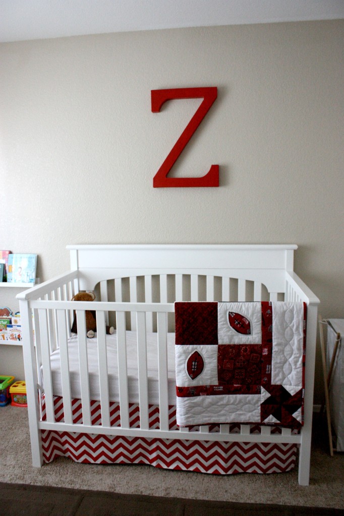 Boy Red and White Nursery Monogrammed Wall