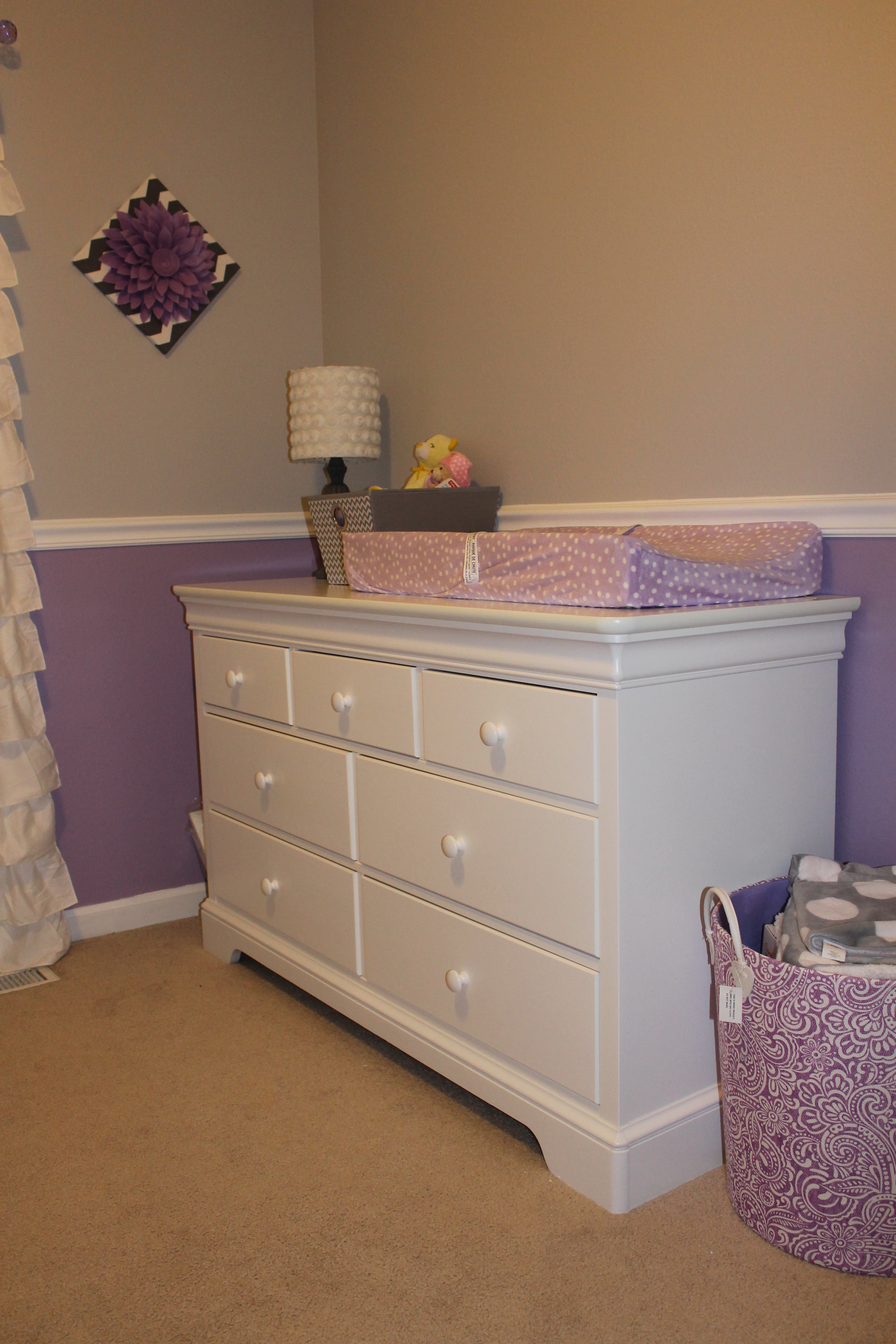 Lavendar and Gray Nursery Changer