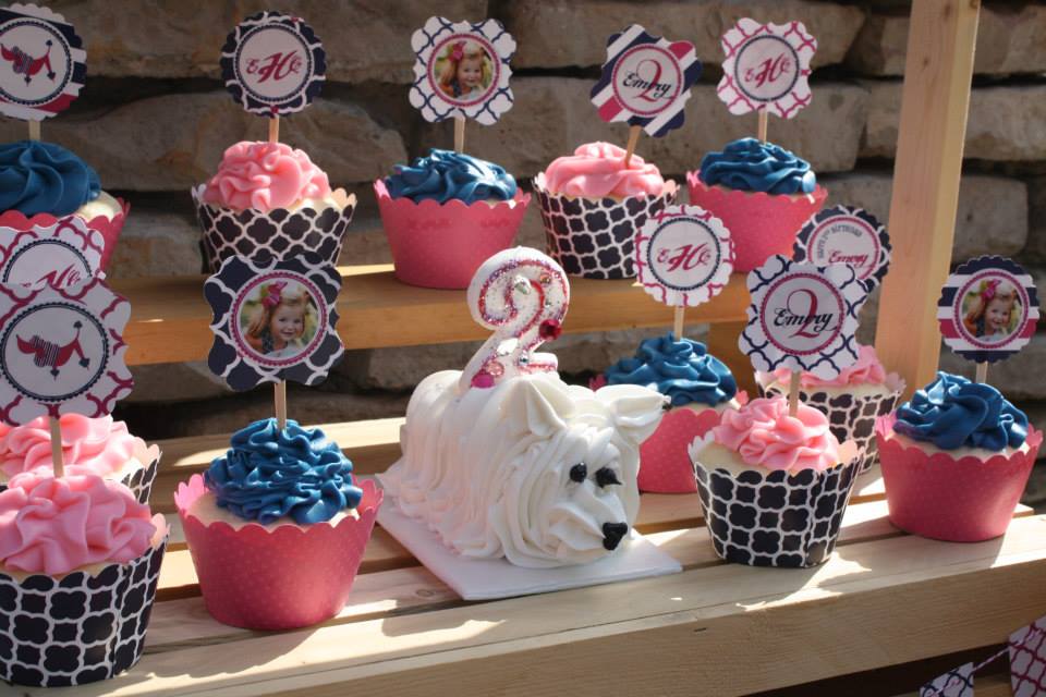 Girl Poodle 2nd Birthday Party Cupcakes