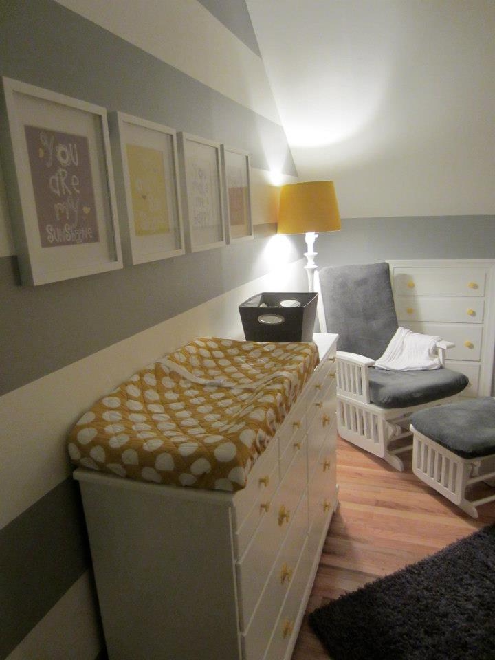 Grey, Yellow, Striped Nursery Changer