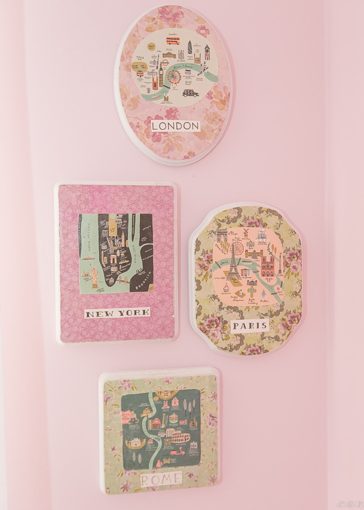 Pink Travel Themed Nursery Wall Art