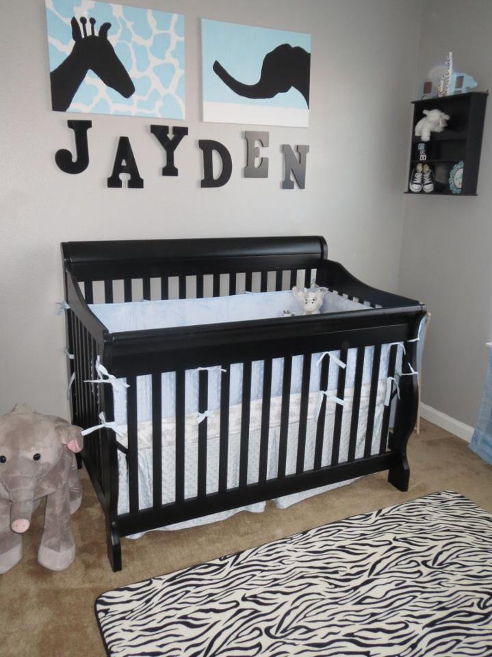 Boy Monogrammed Safari Nursery Crib