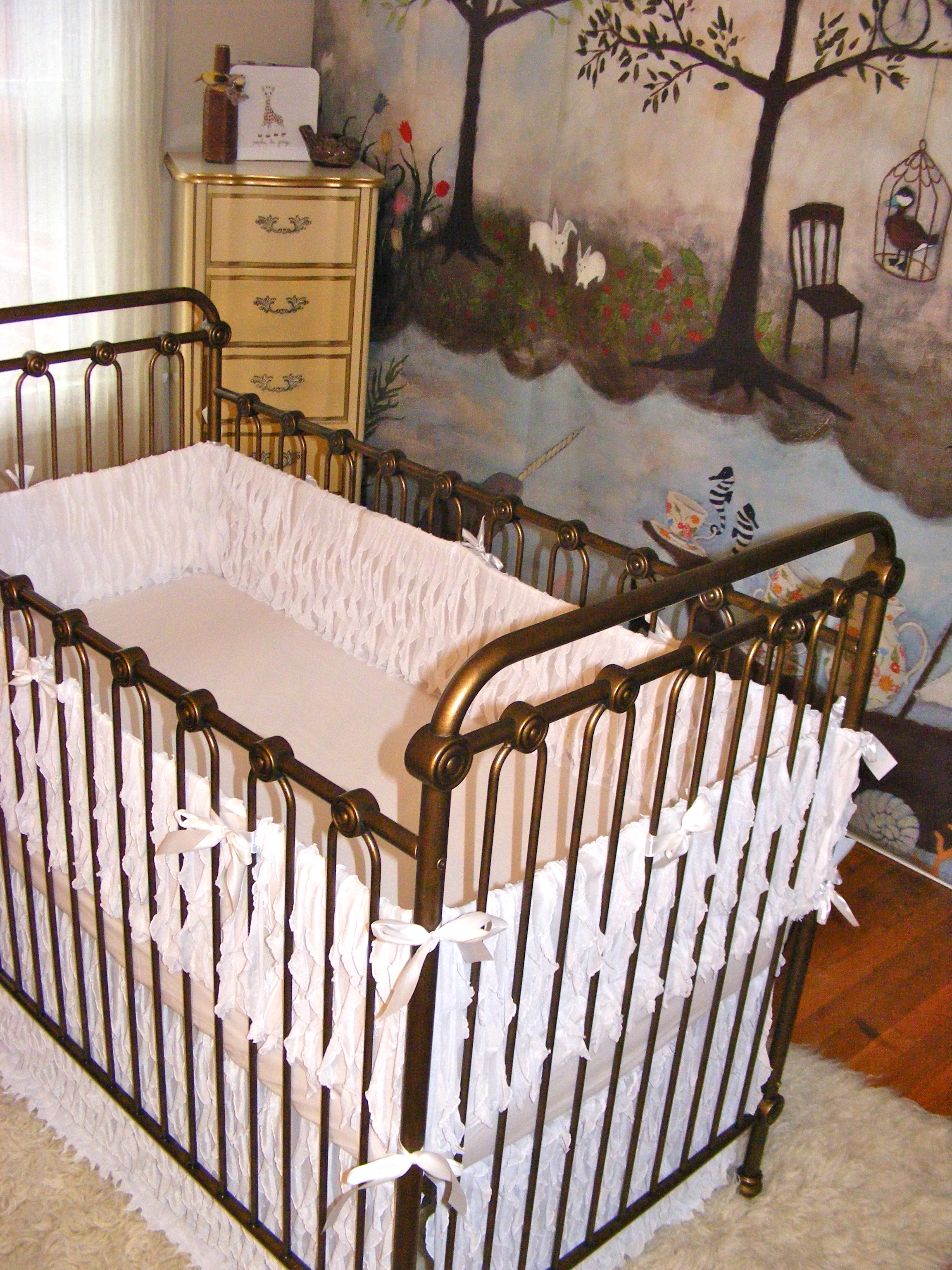 Girl Enchanted Forest Nursery Crib View