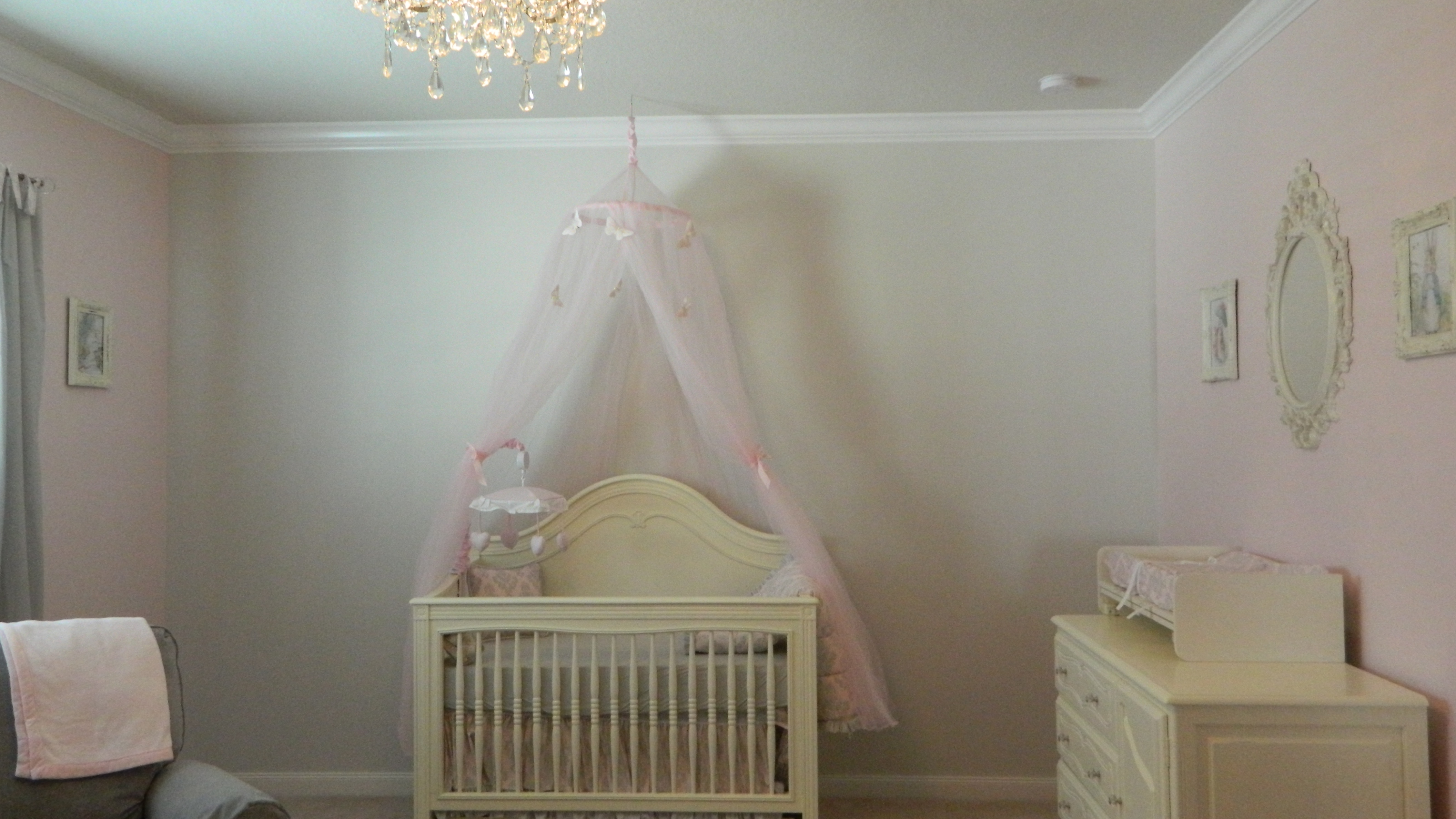 Pink and Gray Girl Nursery Canopy