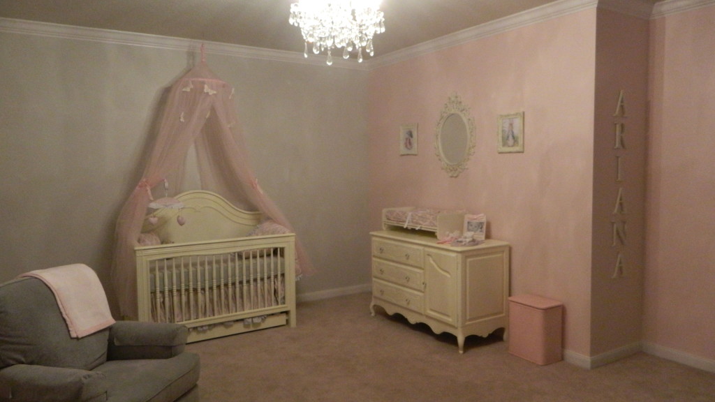 Pink and Gray Girl Nursery Changing Table