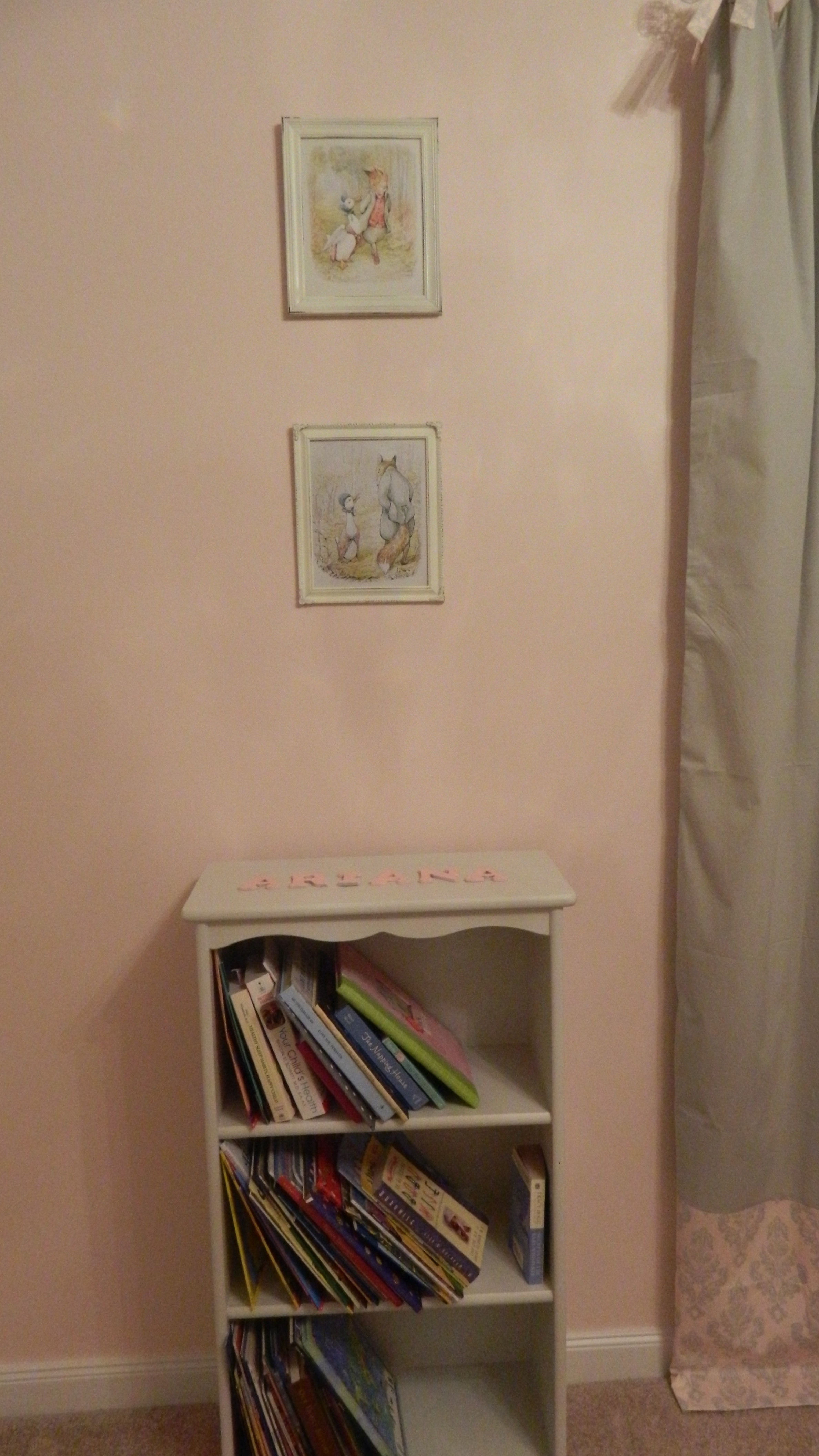 Pink and Gray Girl Nursery Bookcase