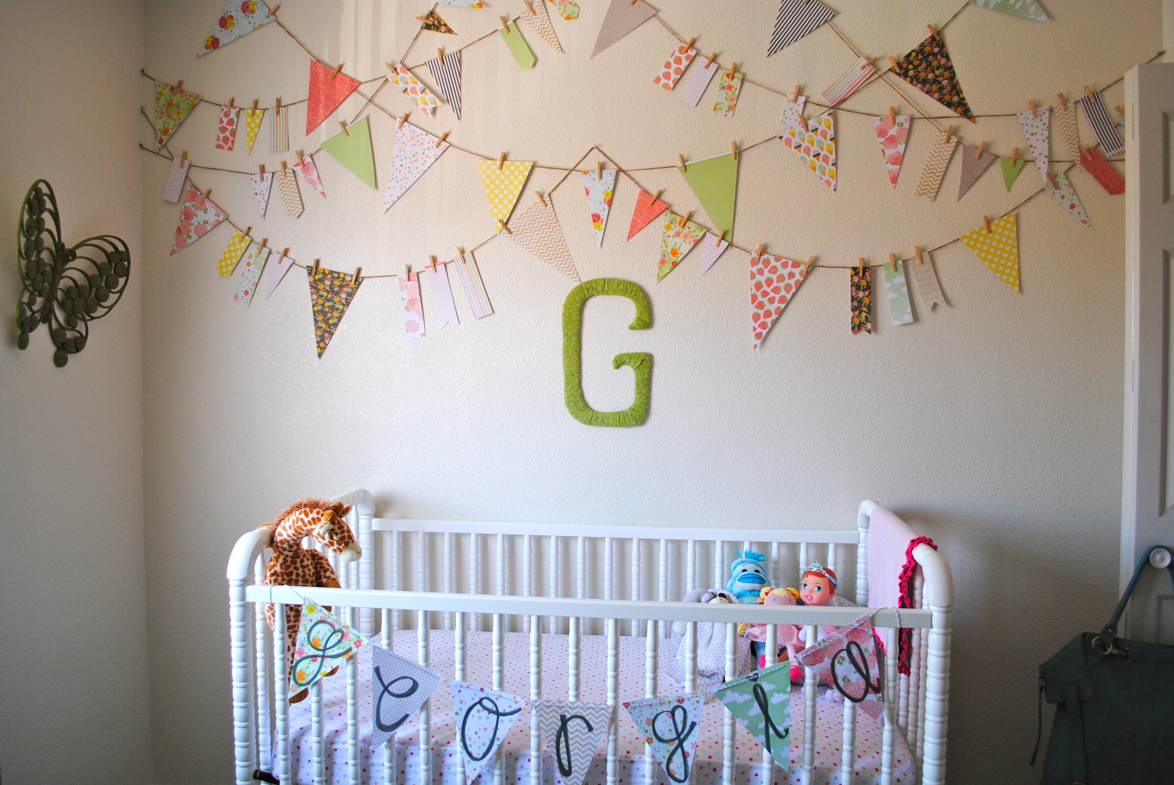 Girl Eclectic Nursery Crib View