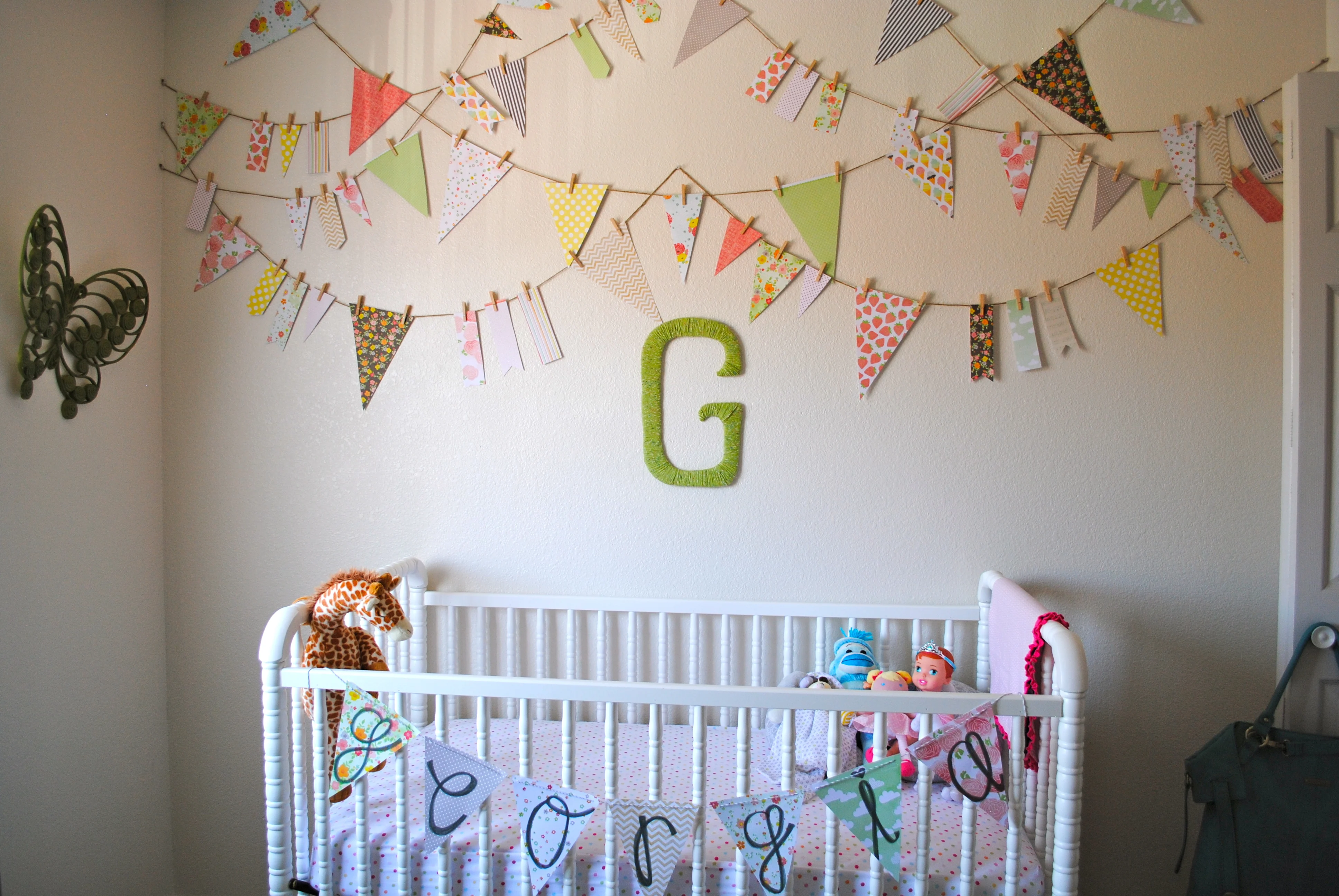 Girl Eclectic Nursery Crib View