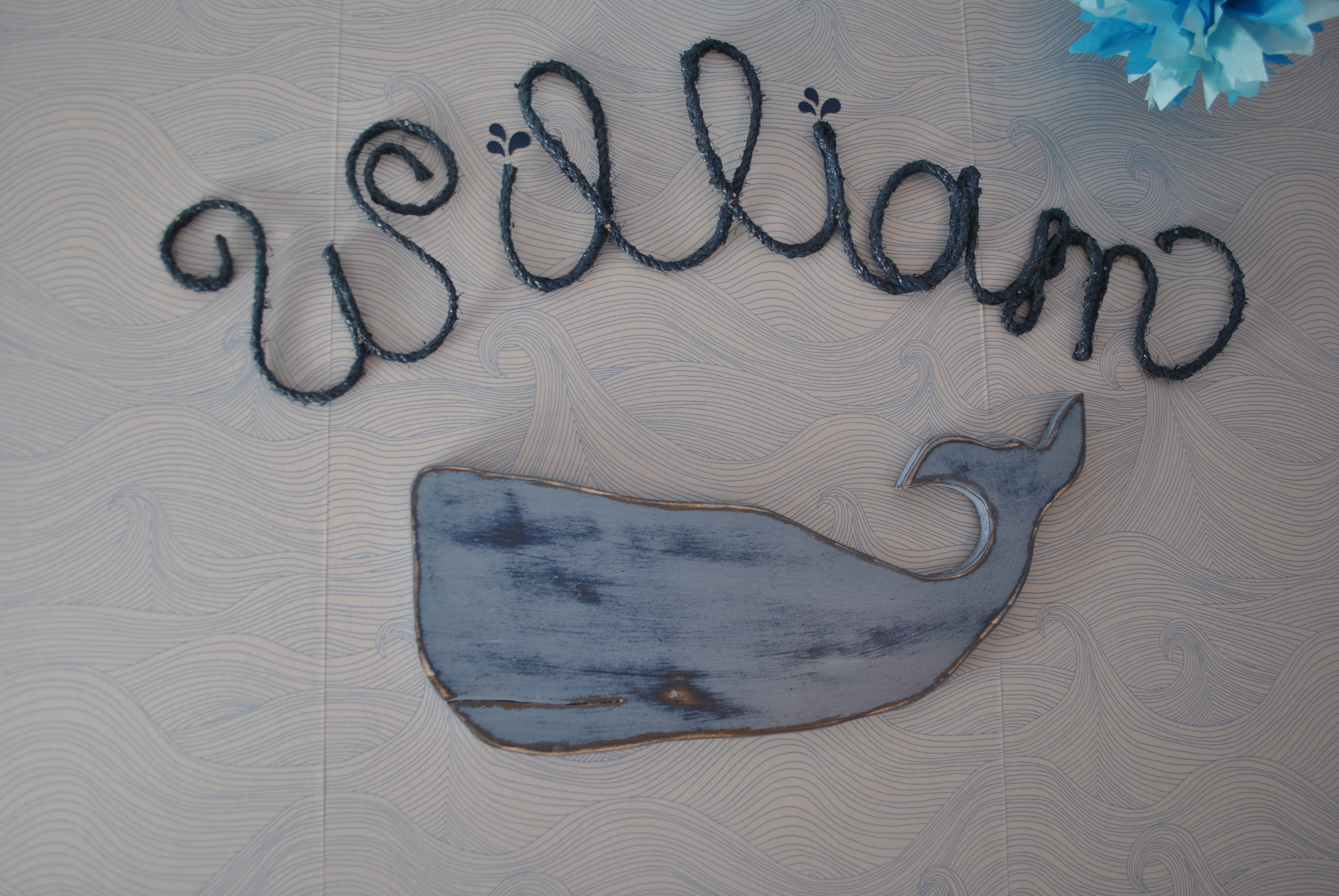 Boy Whale Nursery Monogrammed Wall