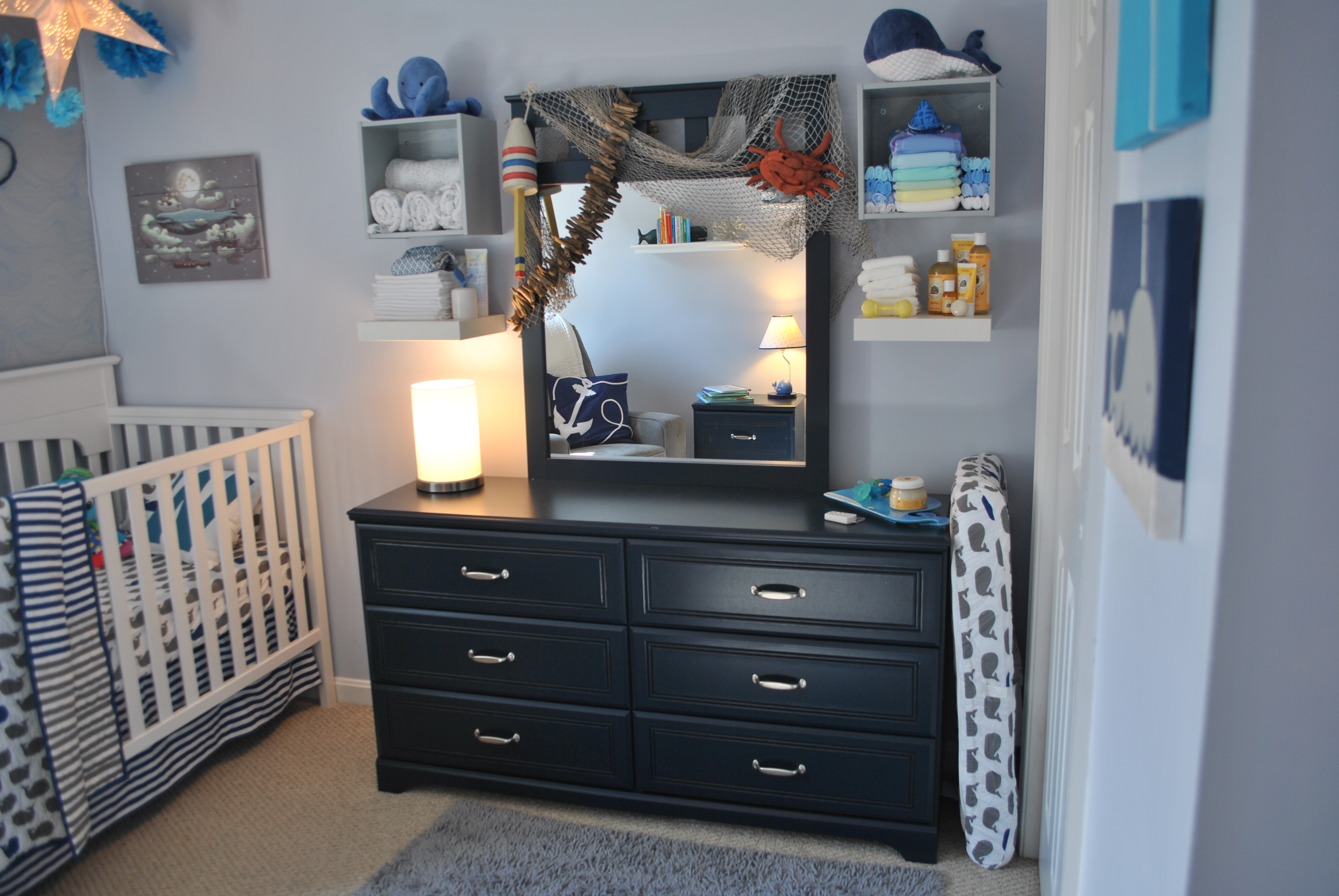 Boy Whale Nursery Dresser