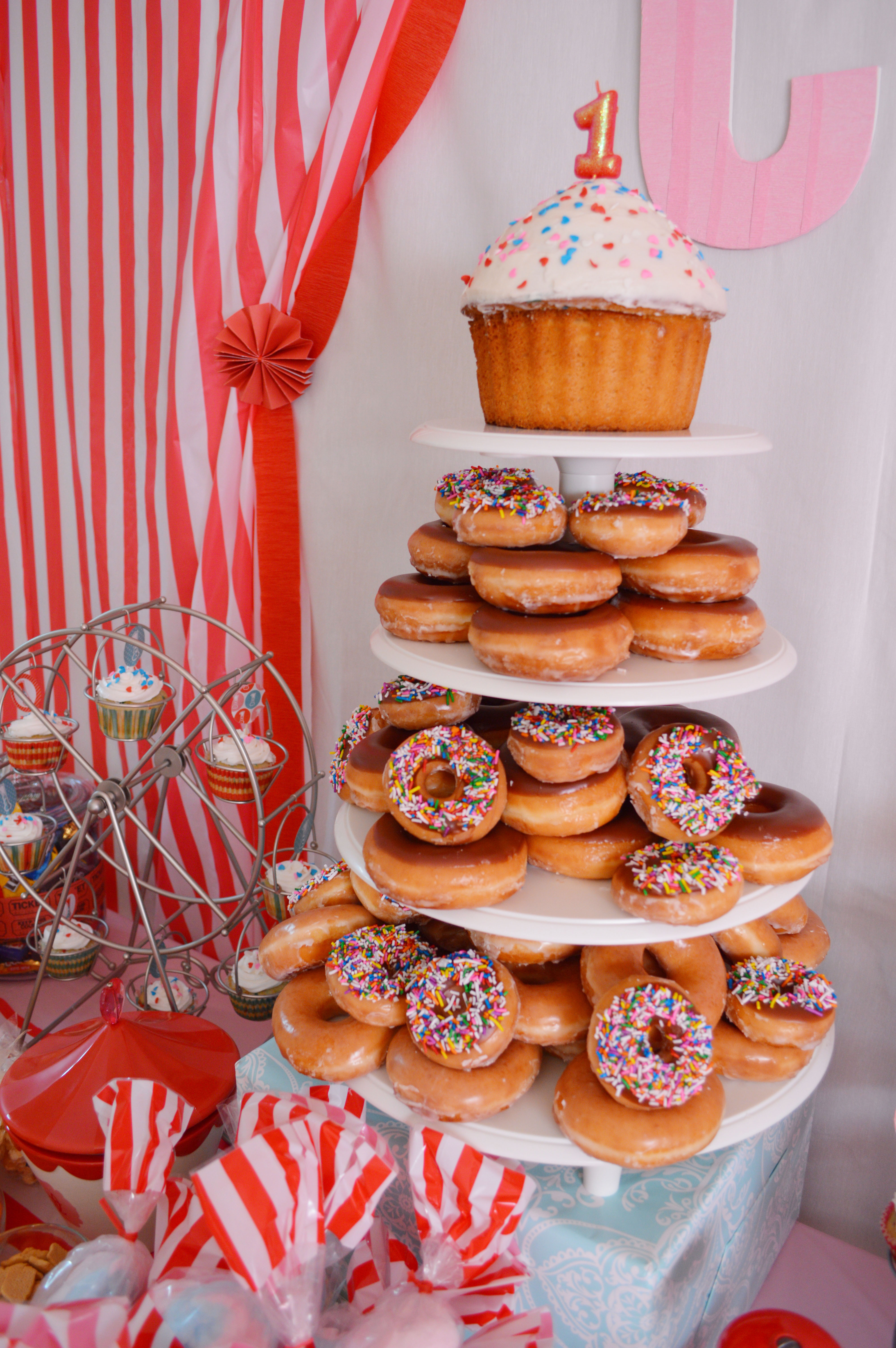 Carnival 1st Birthday Party Doughnut Tower
