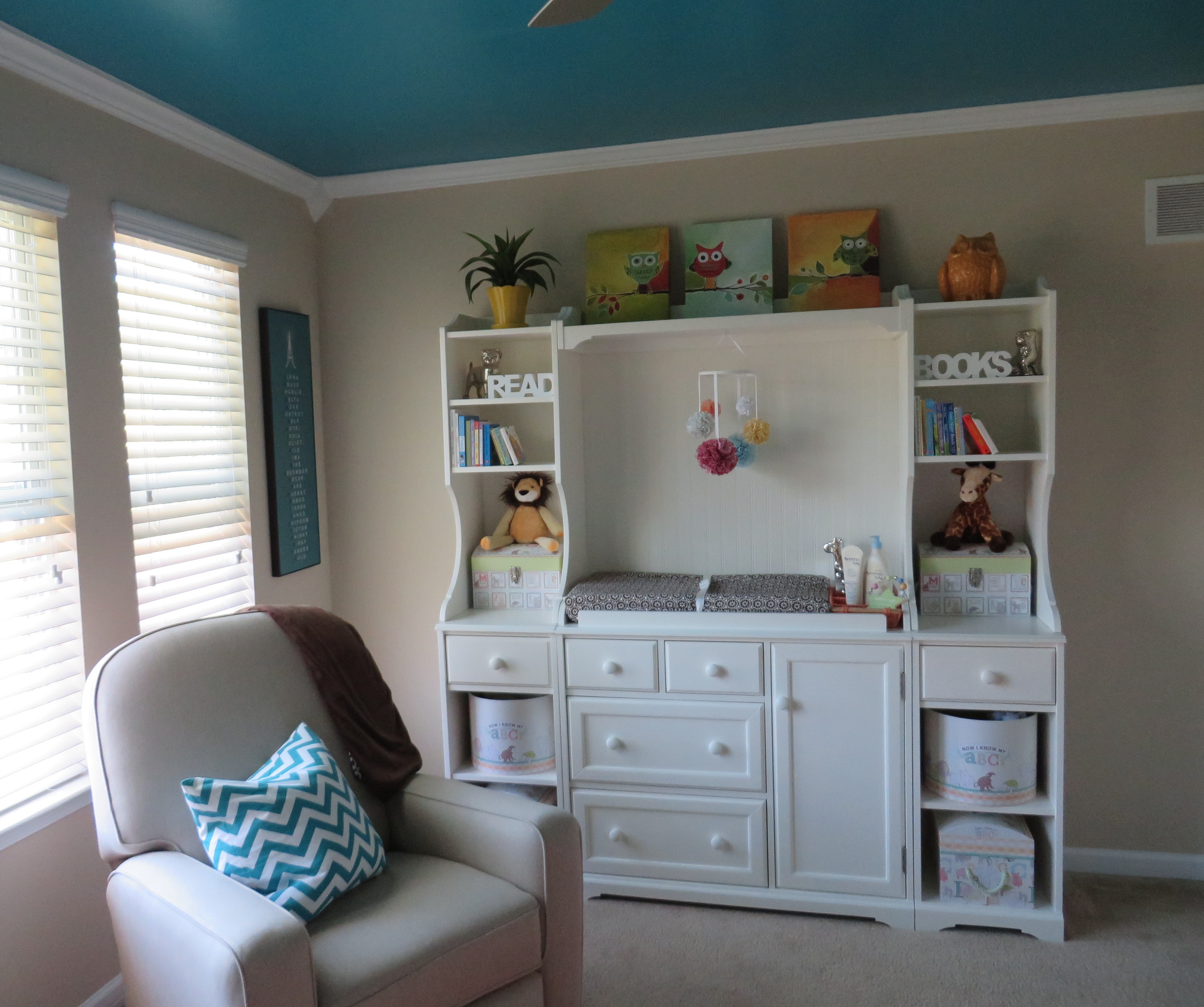 Turquoise, Teal Animal Nursery Changer