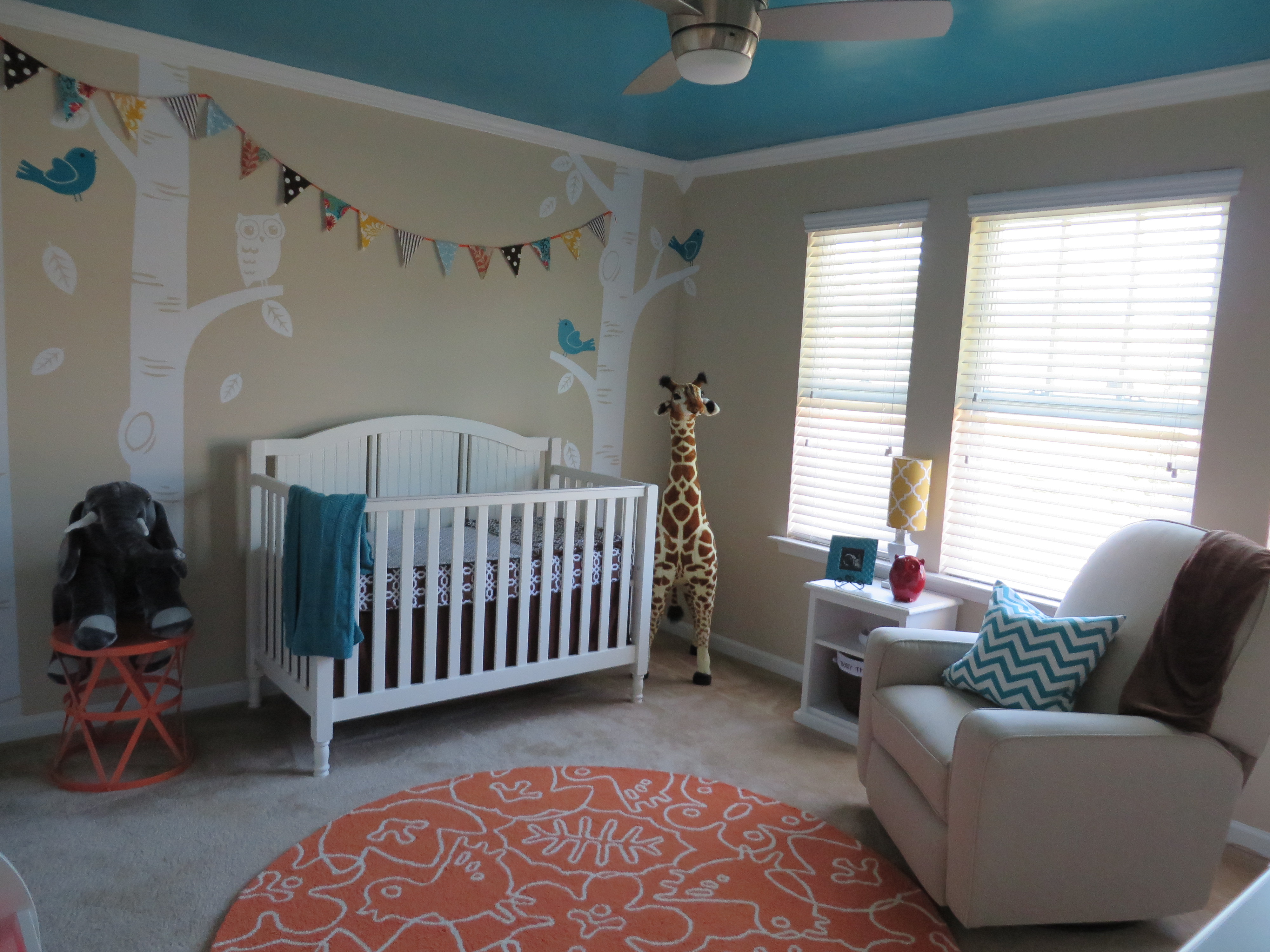 Turquoise, Teal Animal Nursery Room View