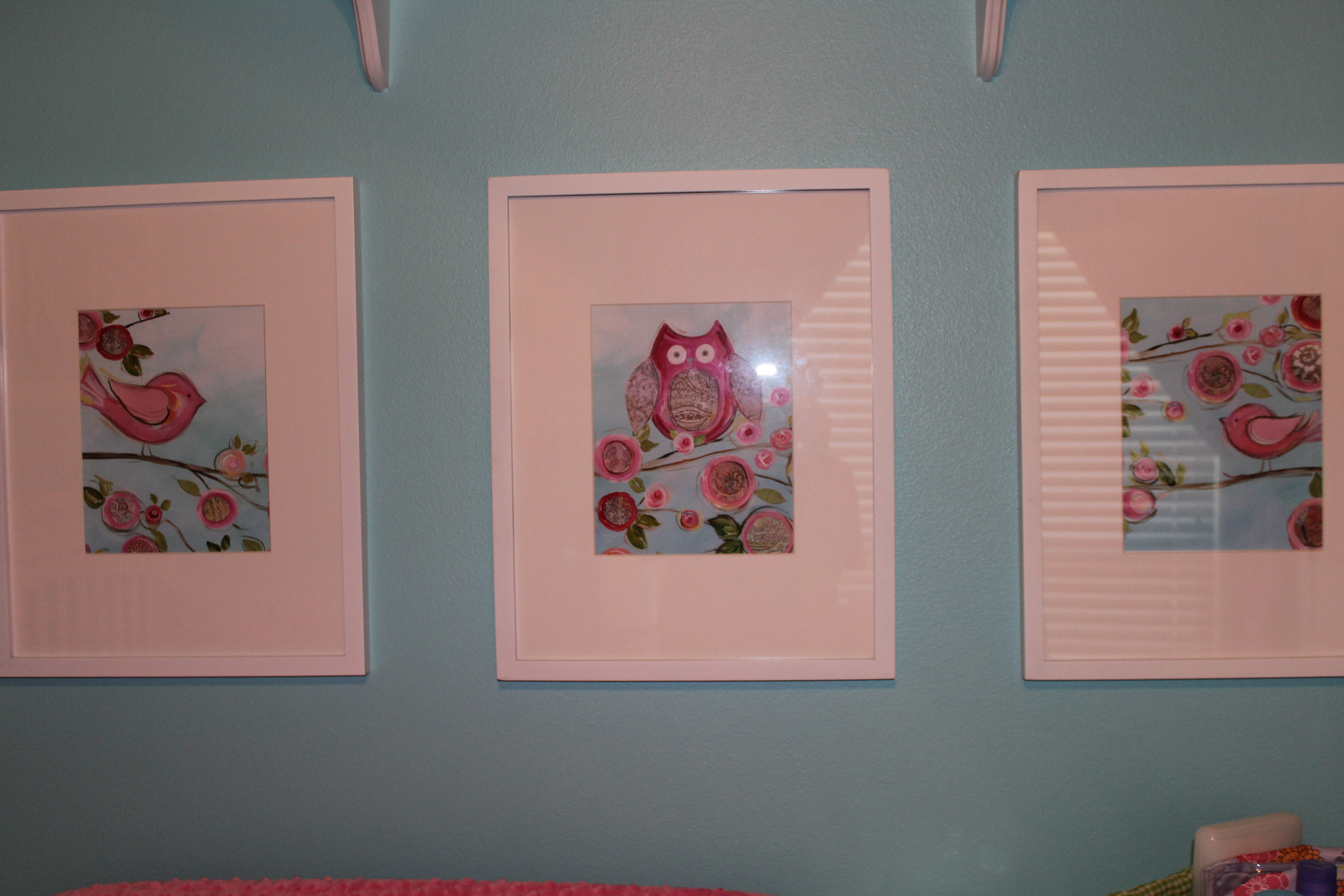 Girl Aqua and Pink Nursery Wall Art