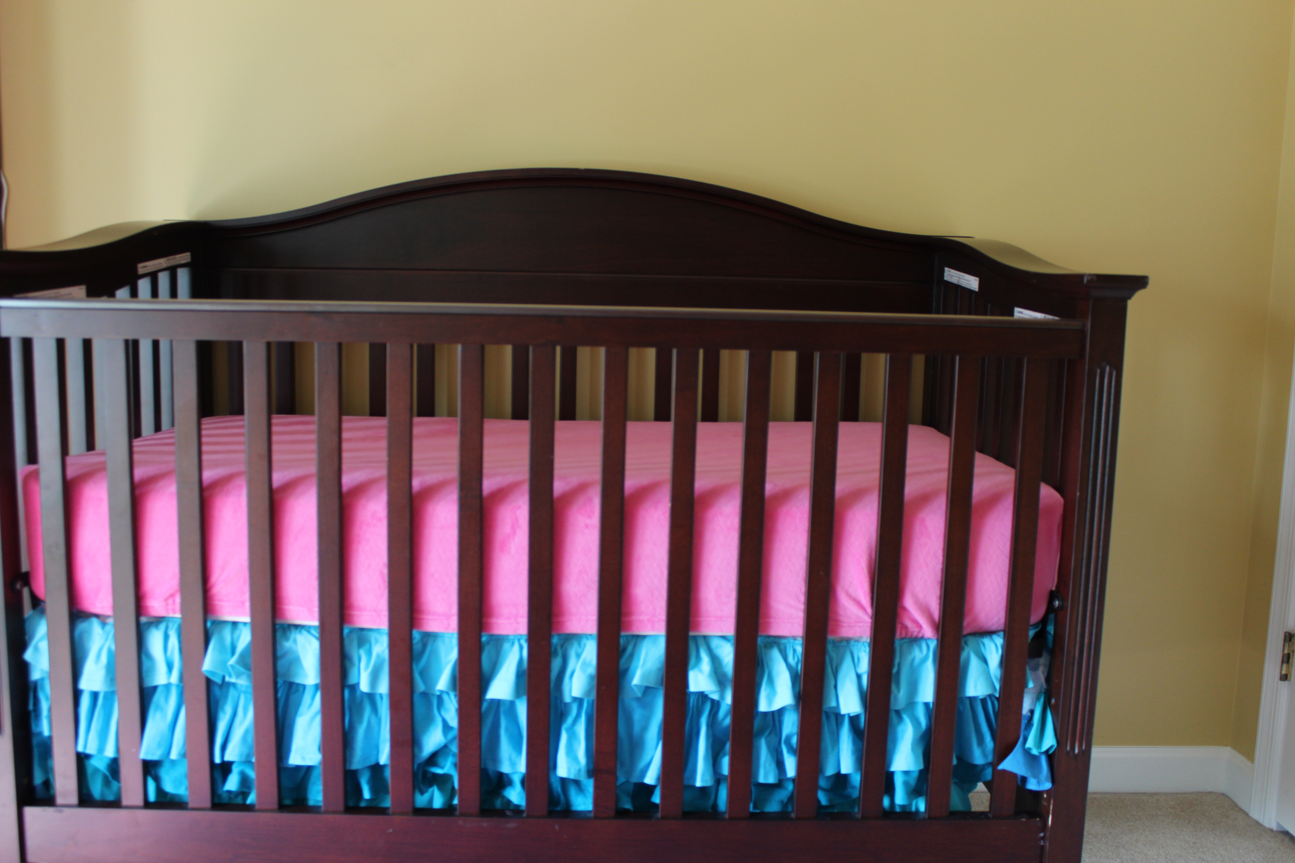 Teal and Pink Girl Nursery Crib