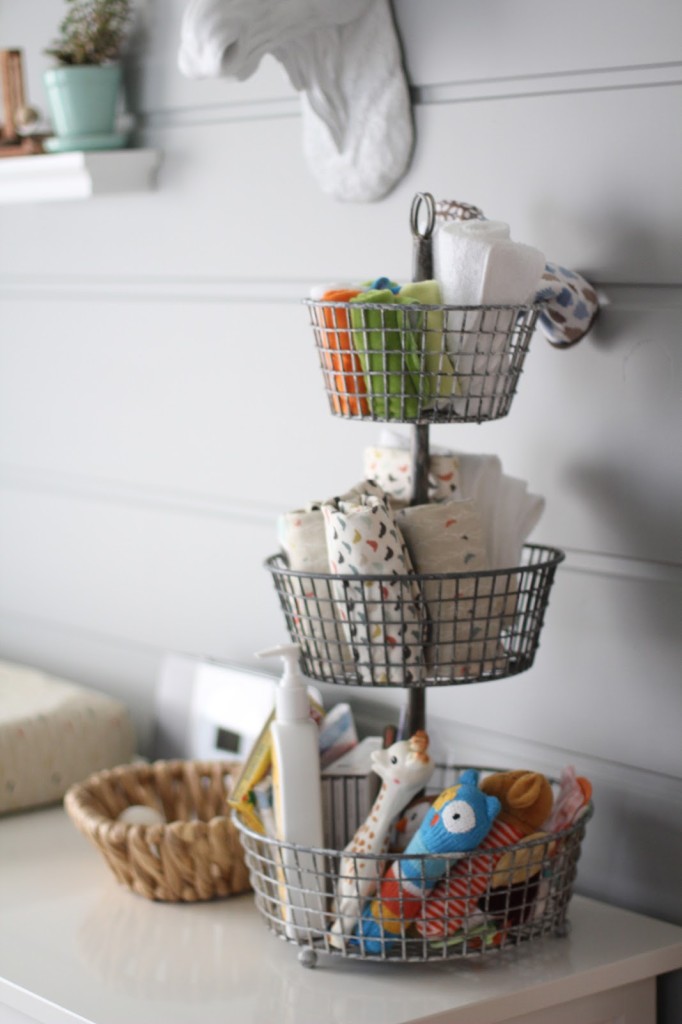 Tiered Kitchen Basket Diaper Storage - Project Nursery