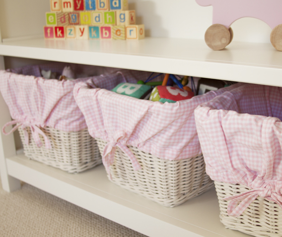 Pink Gingham Basket Liner Storage - Project Nursery