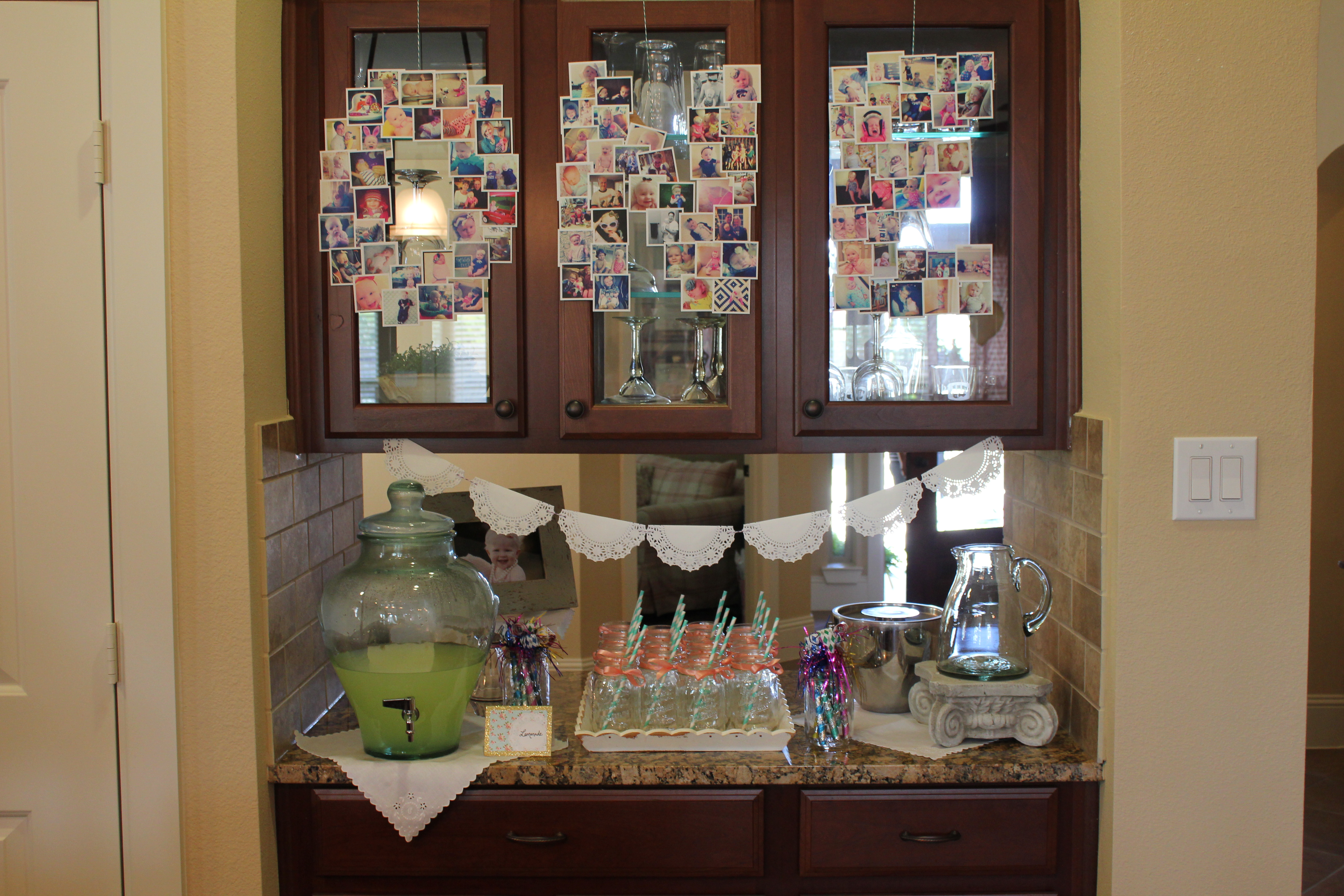 Tea Party 1st Birthday Party Beverage Station