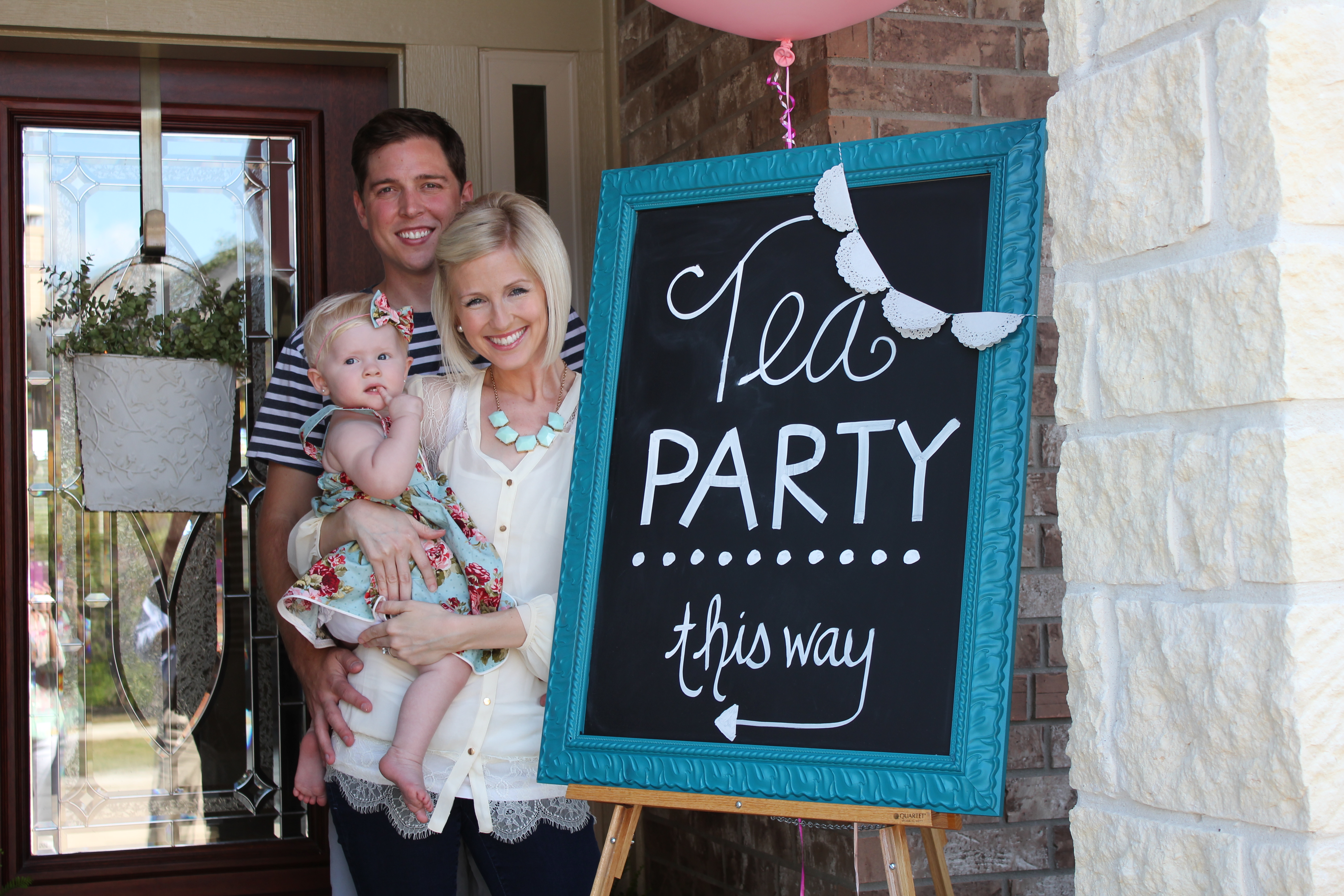 Tea Party 1st Birthday Party Chalkboard Sign