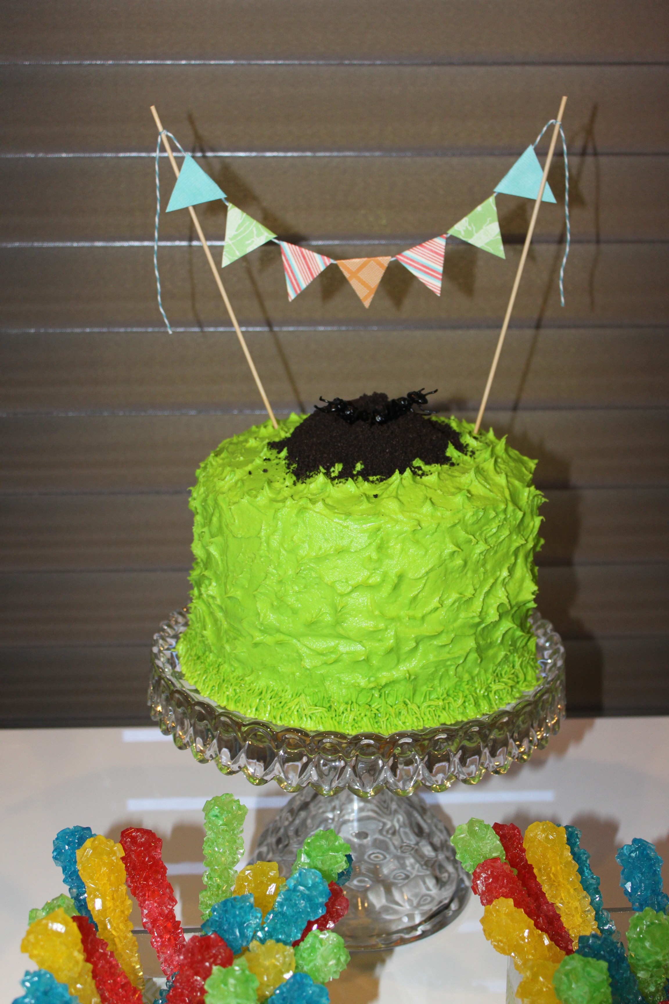 Blue and Green Buggy Bash Green Cake