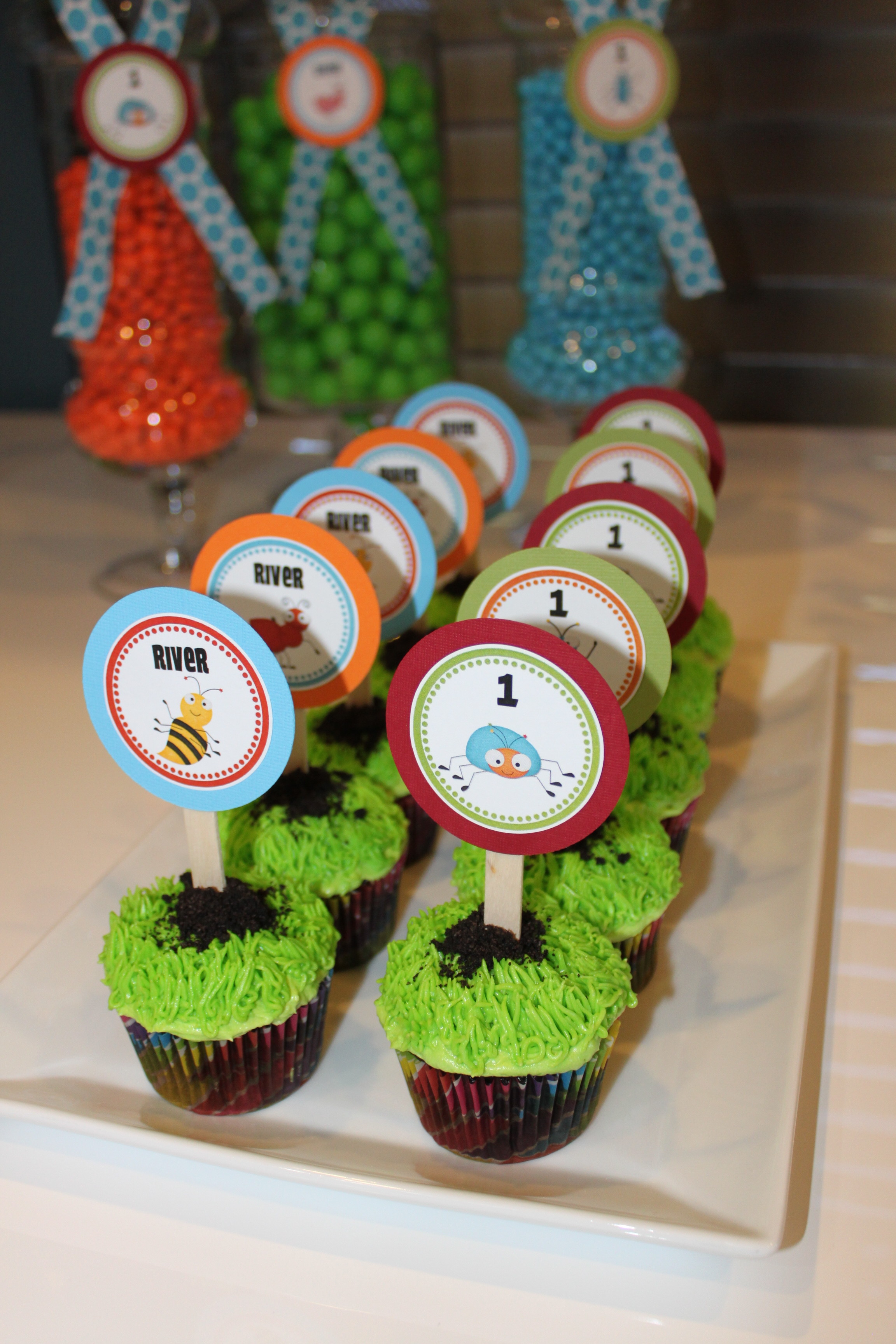 Blue and Green Buggy Bash Cupcakes