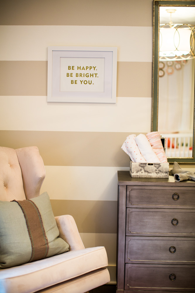 Contemporary Eclectic Girl Nursery Striped Wall