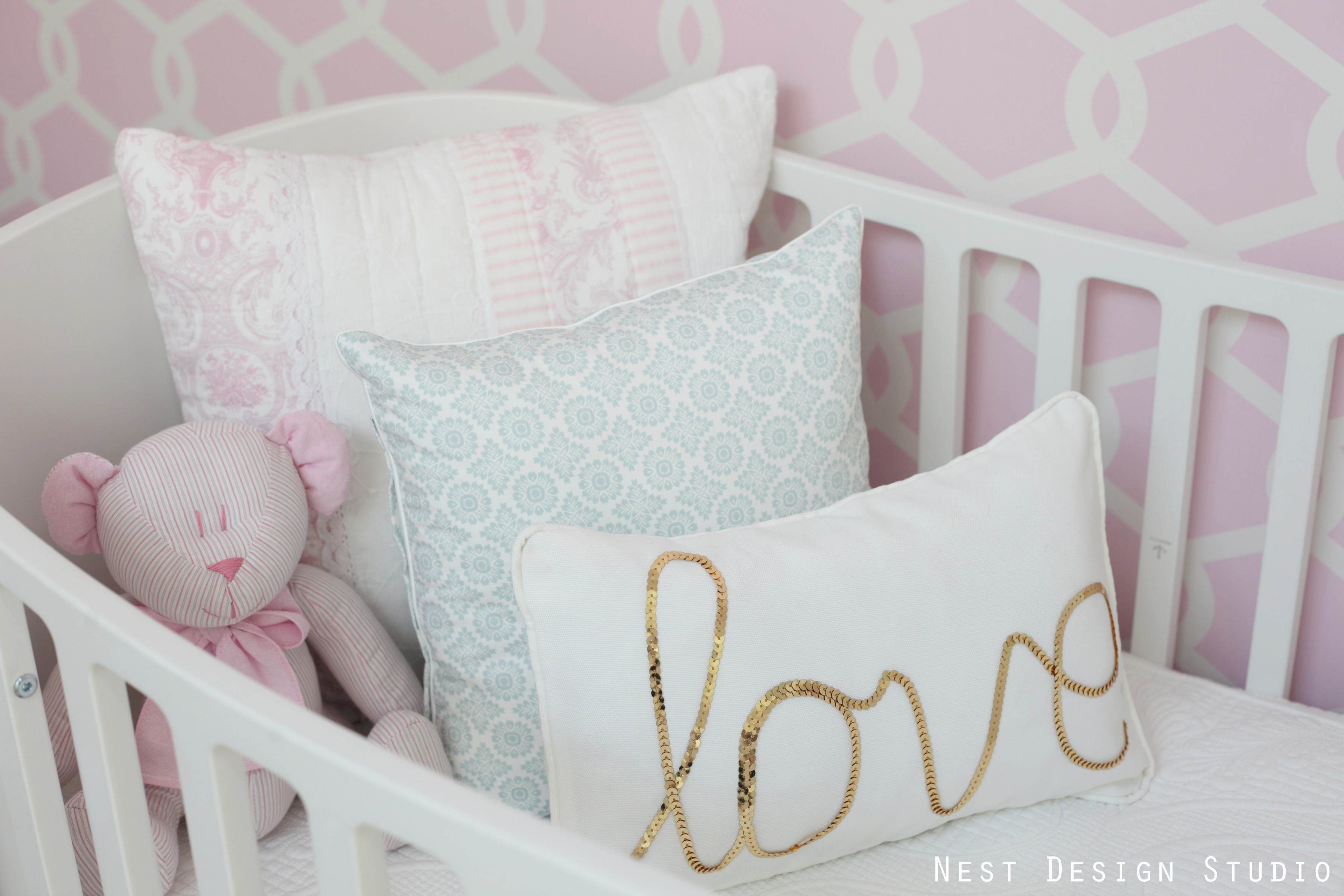 Glamorous White Girl Nursery Pillows