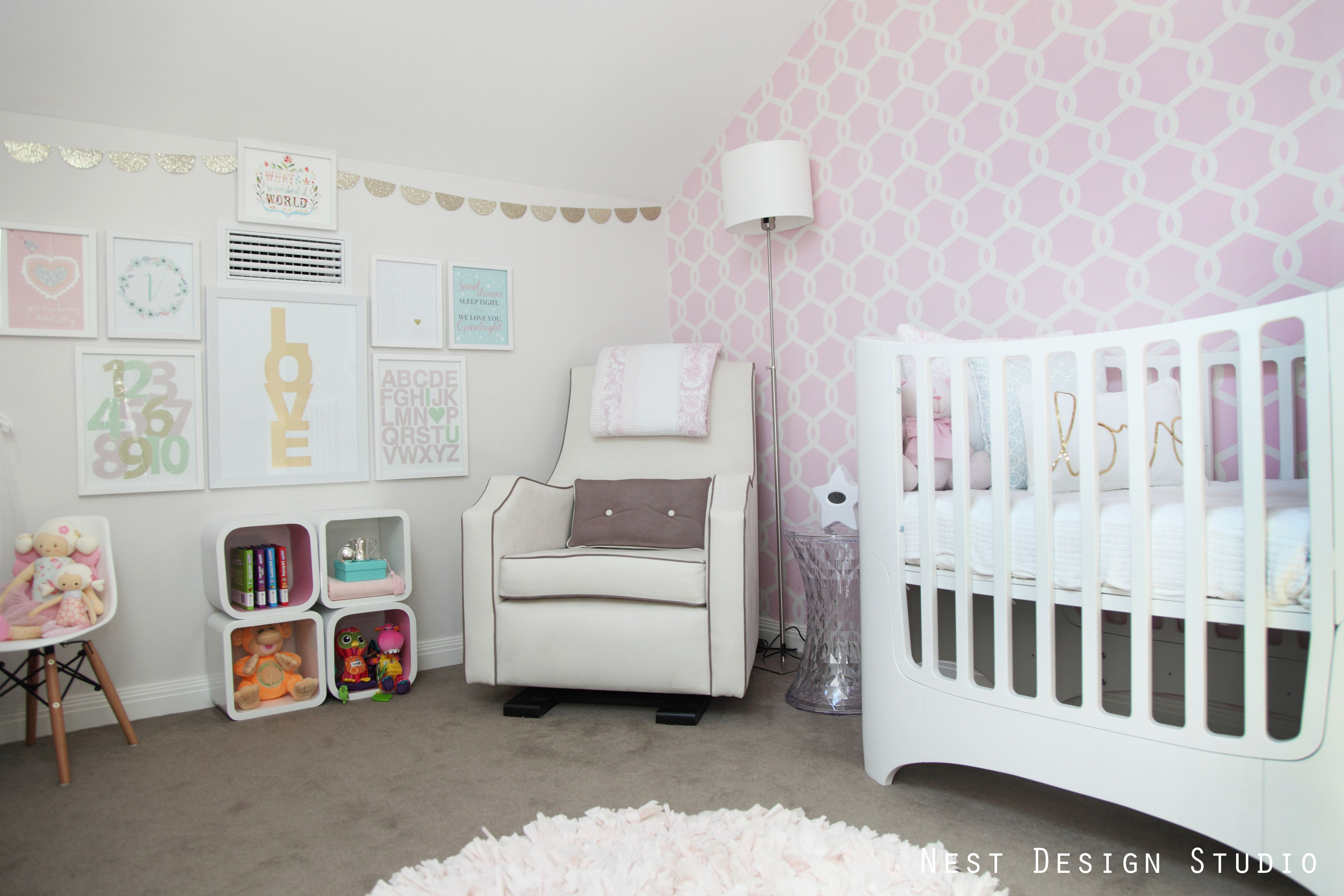 Glamorous White Girl Nursery Glider View