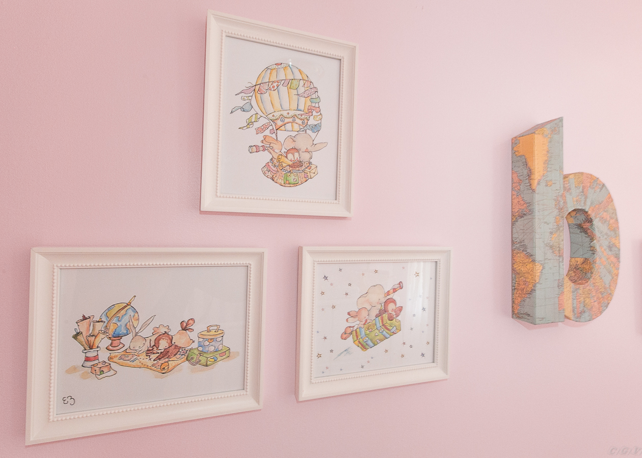 Pink Travel Themed Nursery Wall Art