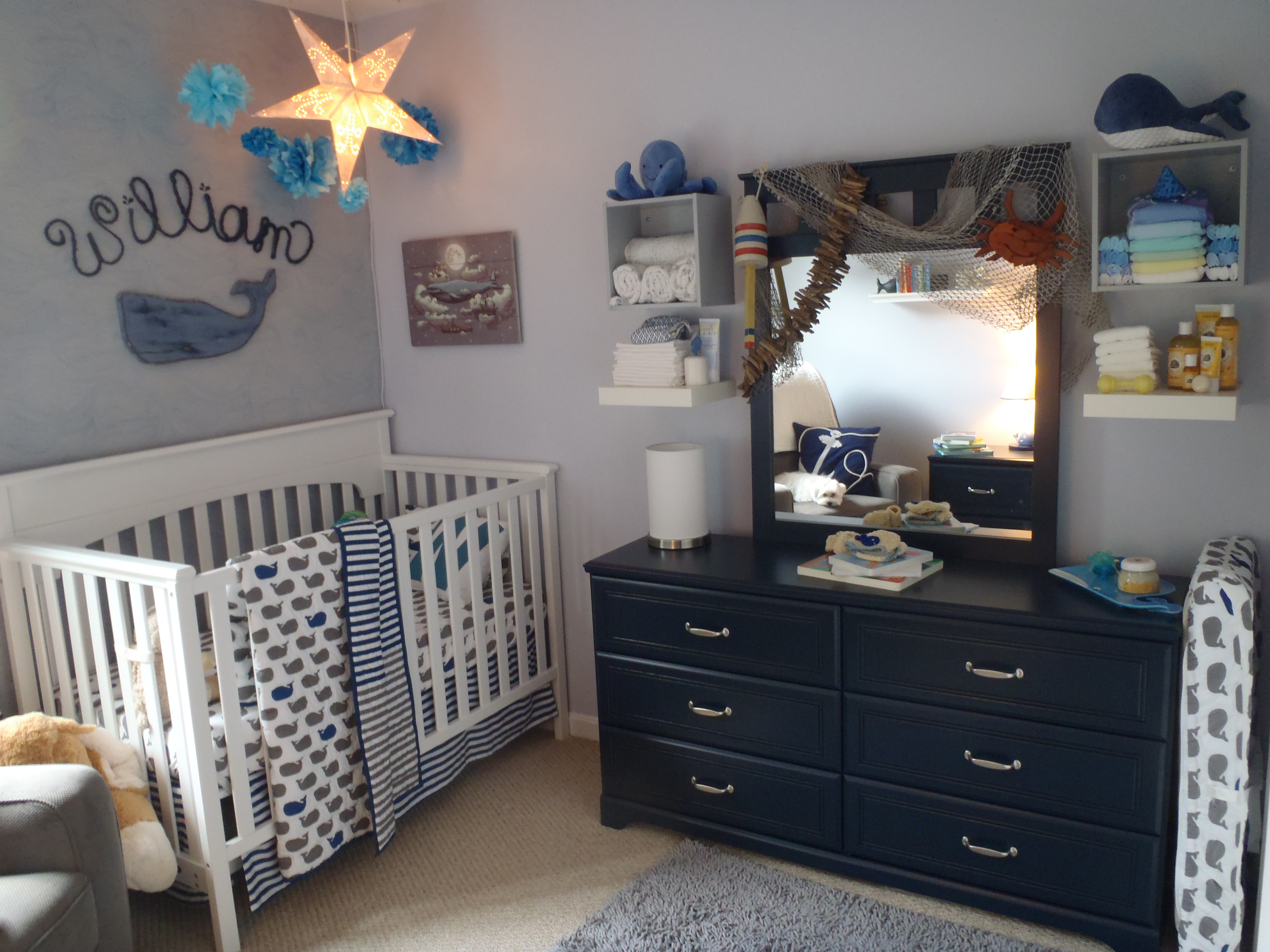 Whale themed outlet baby room