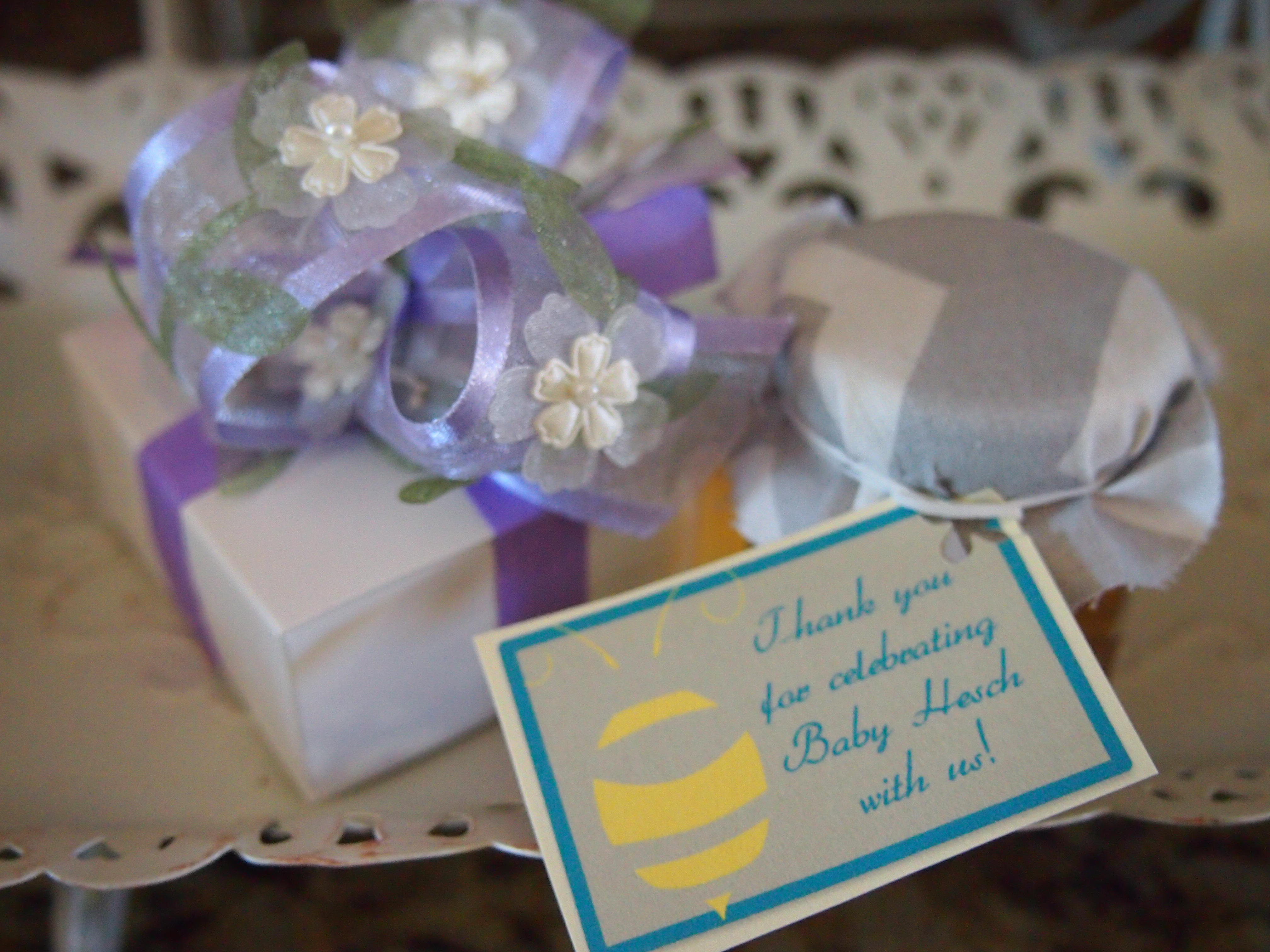 Gray, Yellow, & Teal Honey & Chocolate Favors