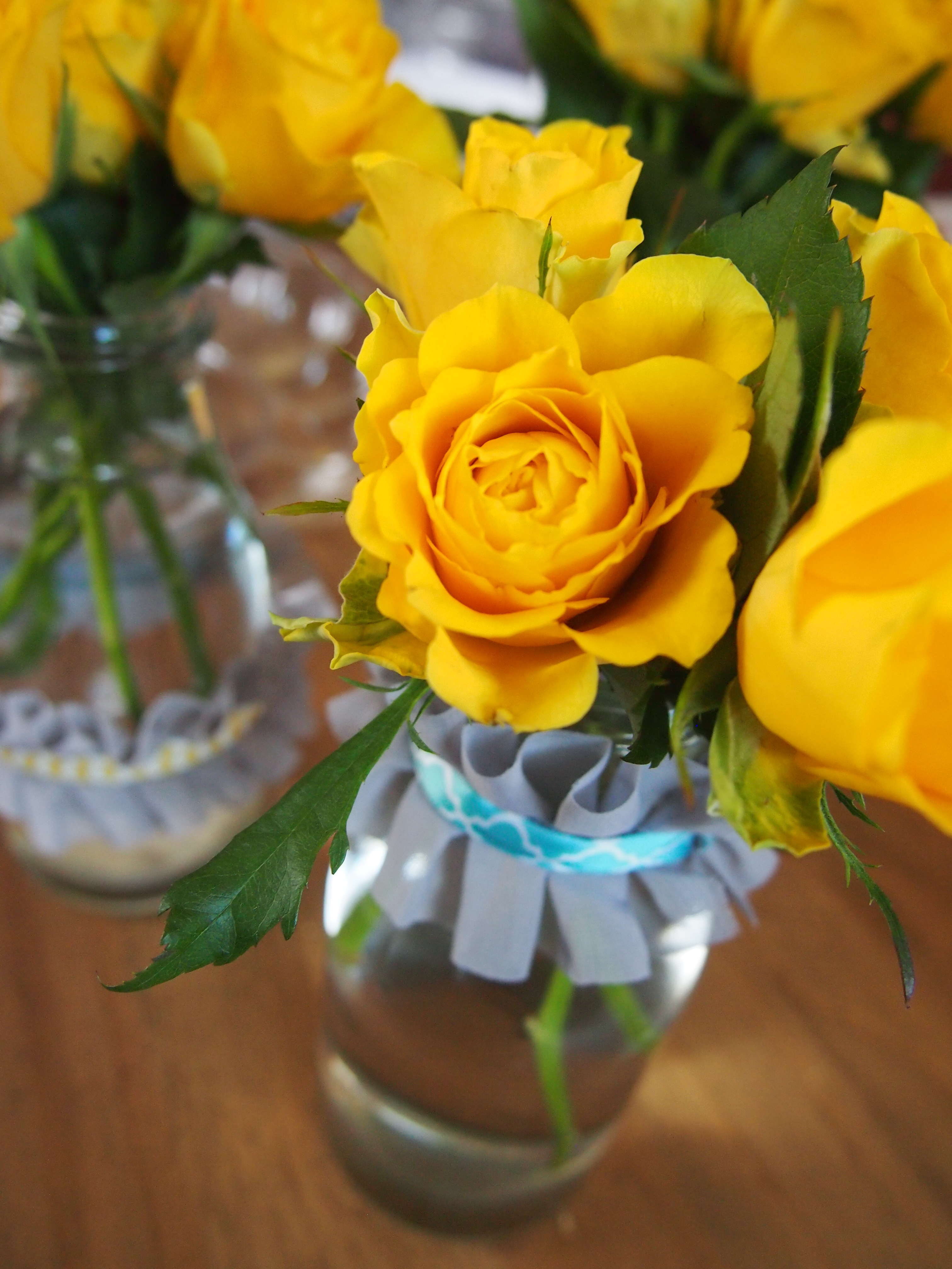 Yellow, Gray & Teal Centerpieces