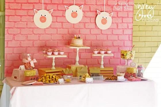 Three Little Pigs Birthday Party Dessert Table - Project Nursery