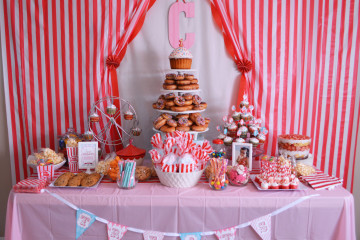 Carnival 1st Birthday Party Sweets Table