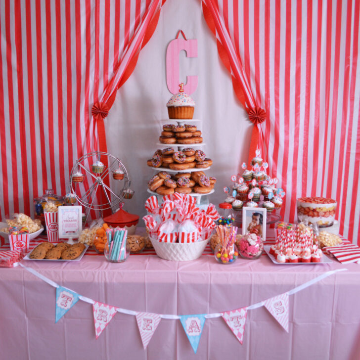 Carnival 1st Birthday Party Sweets Table