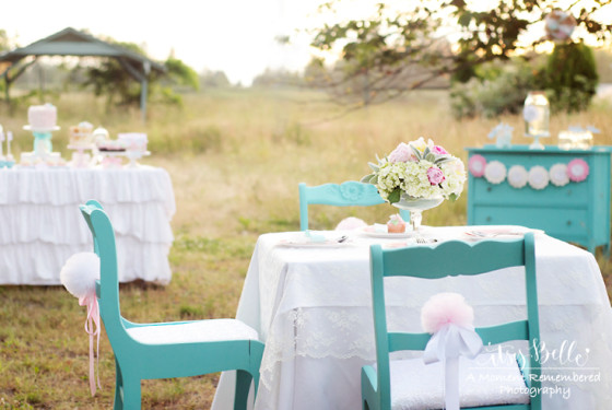 Vintage Outdoor Birthday with turqoise chairs - Project Nursery