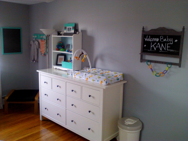 Eclectic Gray and Turquoise Nursery Changer