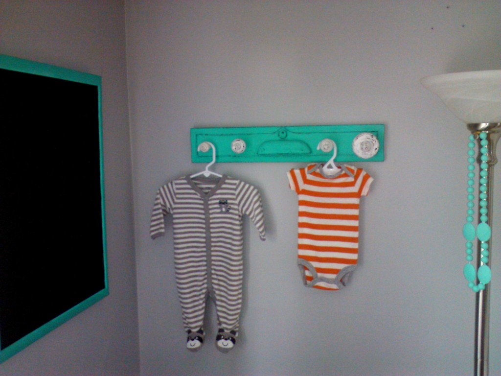 Eclectic Gray and Turquoise Nursery Clothes Hooks