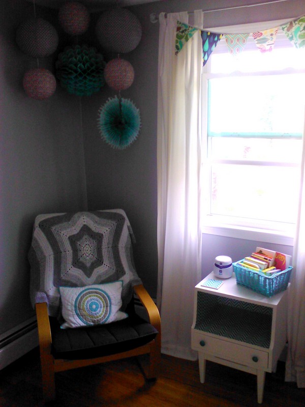 Eclectic Gray and Turquoise Nursery Glider