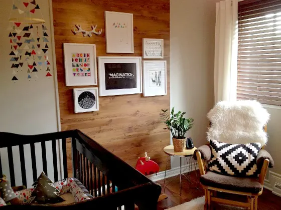 Modern and Rustic Nursery with Wood Accent Wall - Project Nursery