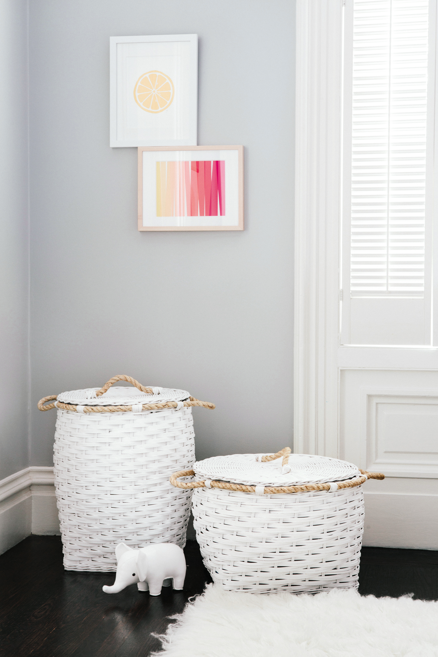 white storage baskets